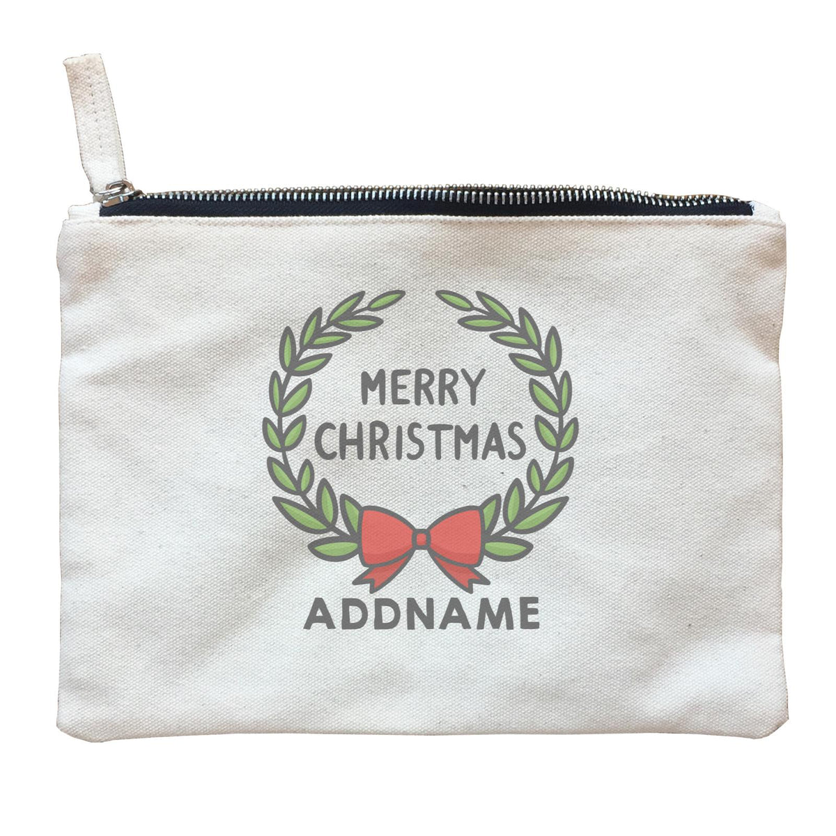 Xmas Cute Flower Wreath Decoration Addname Zipper Pouch