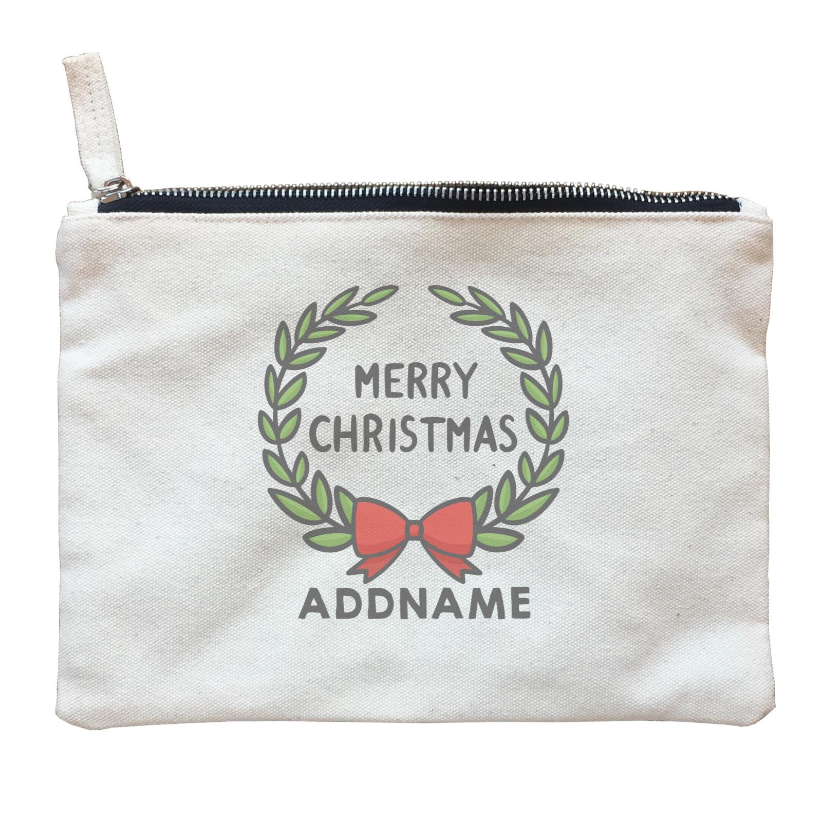 Xmas Cute Flower Wreath Decoration Addname Zipper Pouch