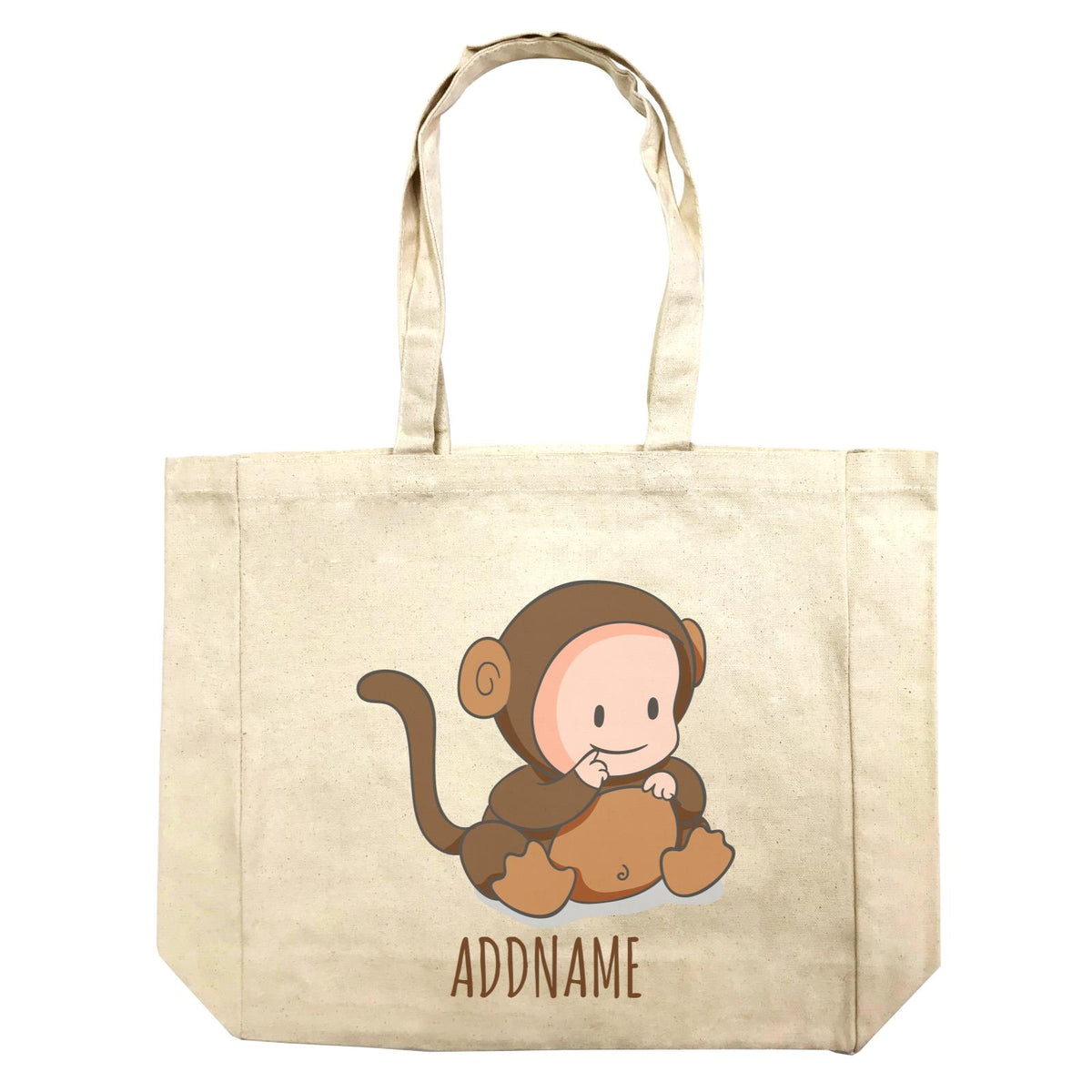 Cute Baby in Brown Monkey Suit Addname Shopping Bag