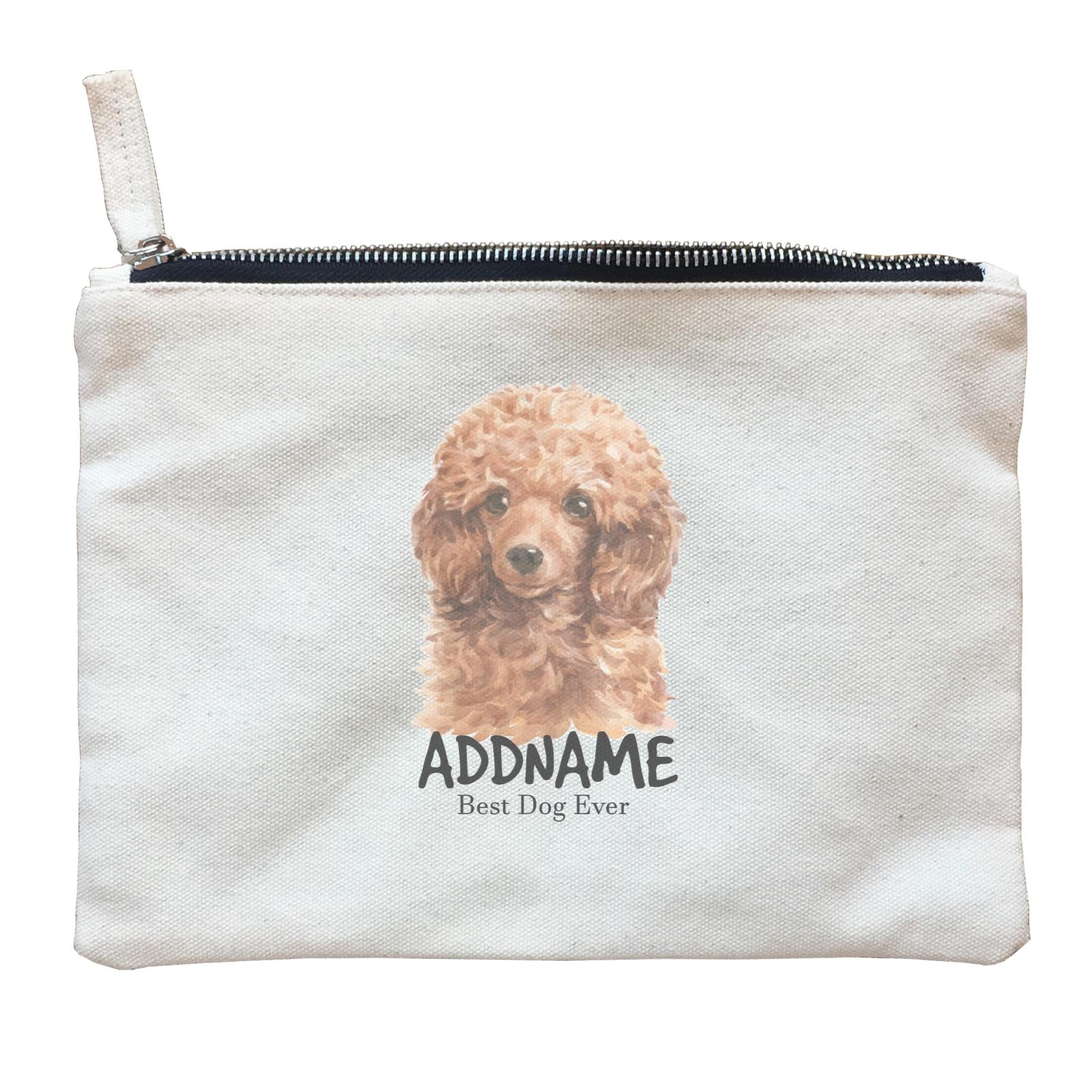 Watercolor Dog Poodle Brown Best Dog Ever Addname Zipper Pouch