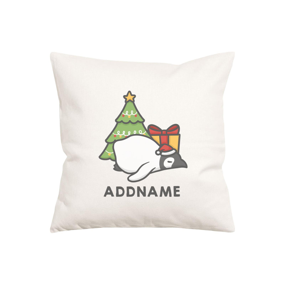 Xmas Cute Sleeping Penguin Addname Pillow Cushion