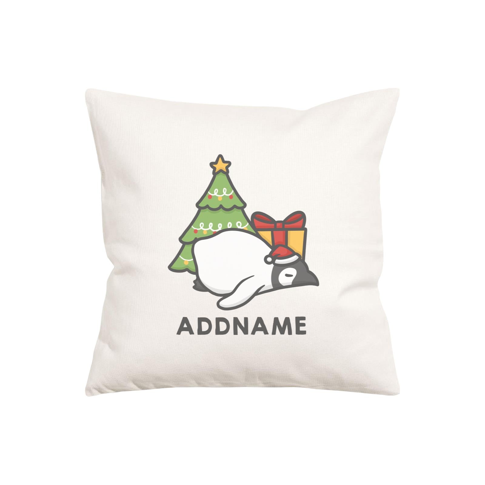 Xmas Cute Sleeping Penguin Addname Pillow Cushion