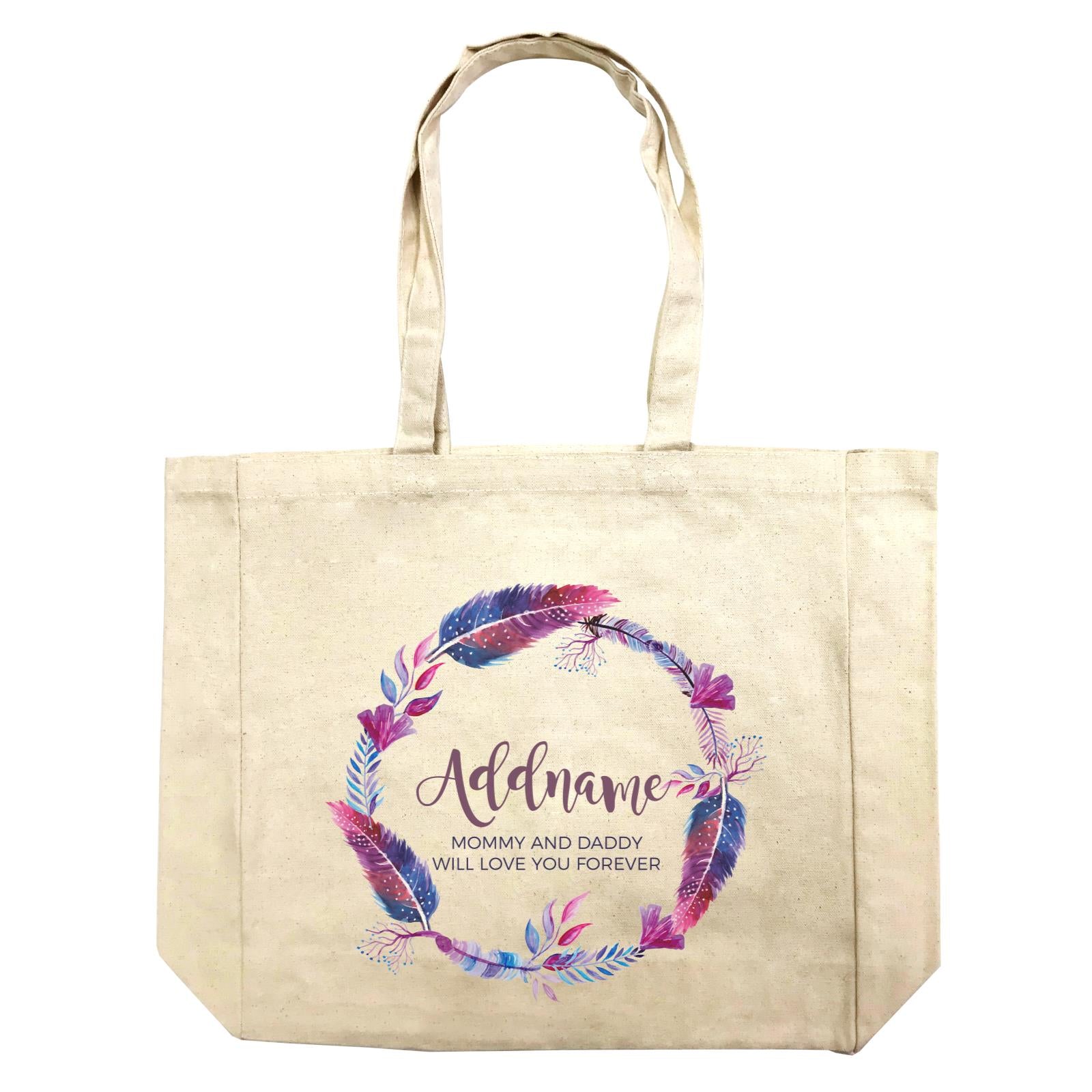 Purple Feather Wreath Personalizable with Name and Text Shopping Bag