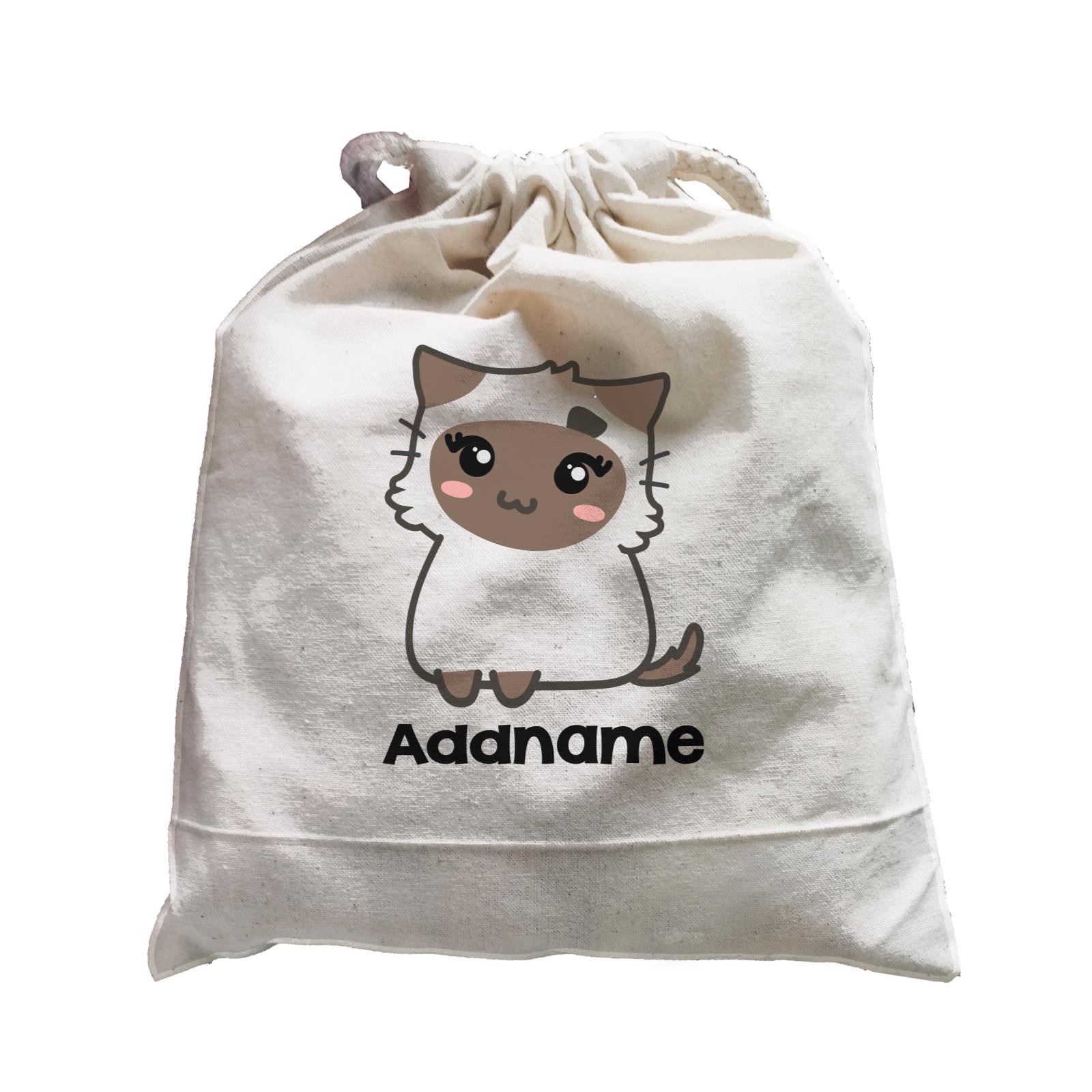 Drawn Adorable Cats White & Chocolate Addname Satchel