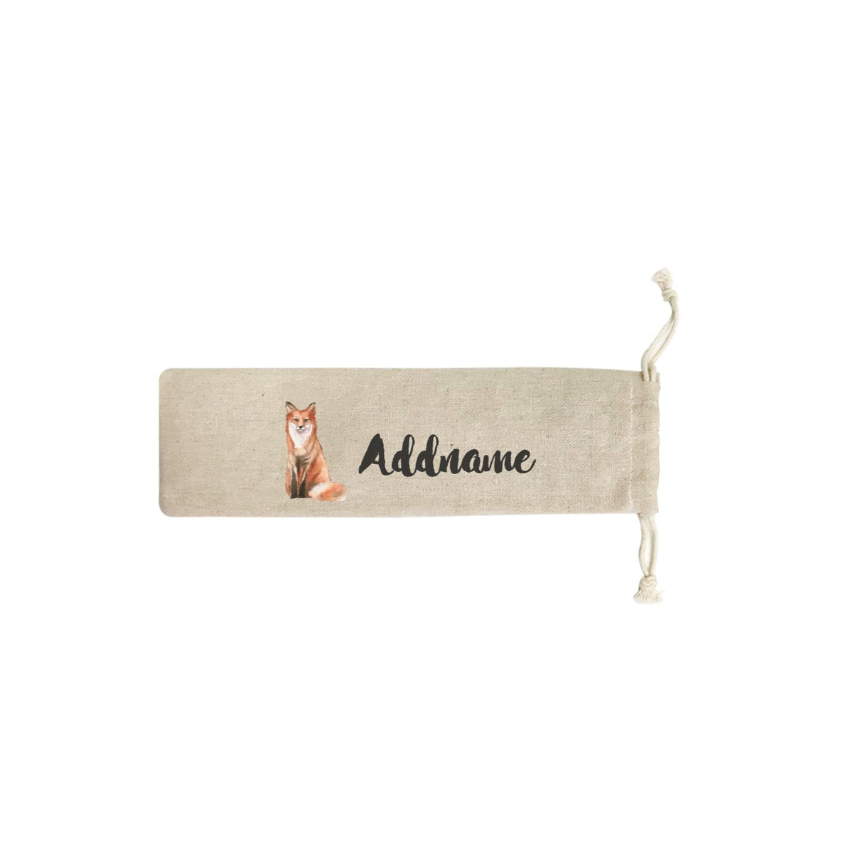 Watercolour Animal Sweet Male Fox Standing Addname SB Straw Pouch (No Straws included)