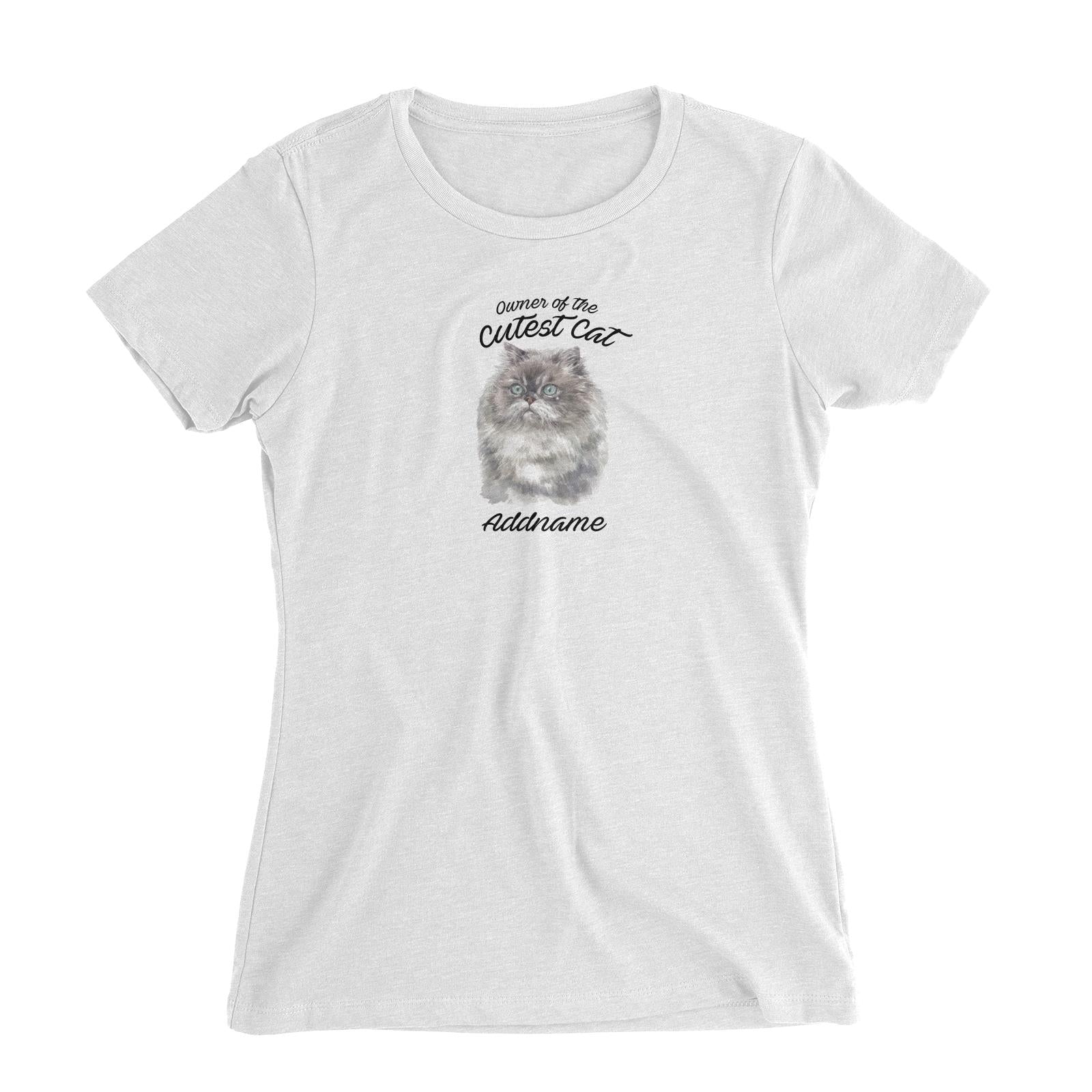 Watercolor Owner Of The Cutest Cat Himalayan Addname Women's Slim Fit T-Shirt