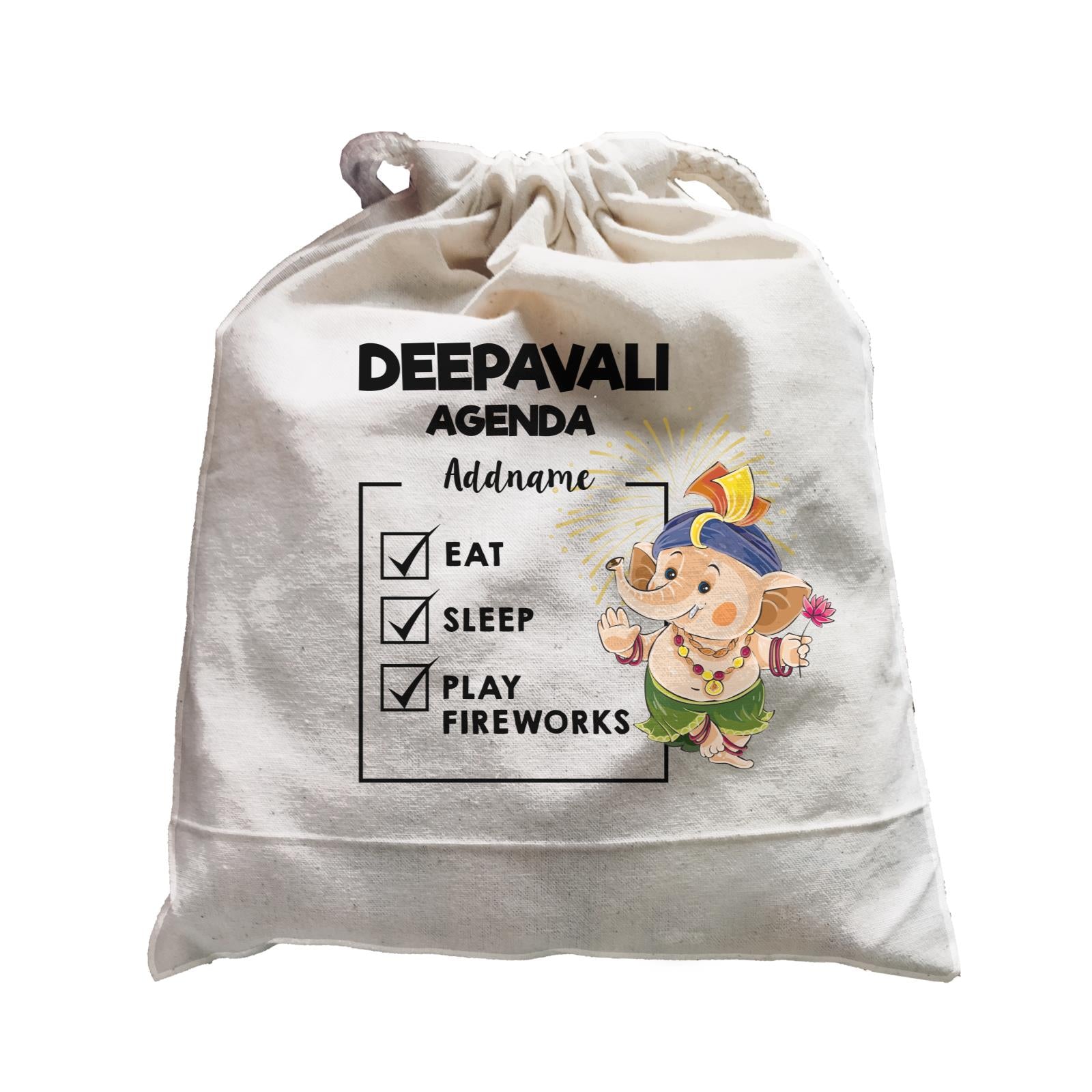 Cute Ganesha Fireworks Addname Deepavali Agenda Satchel