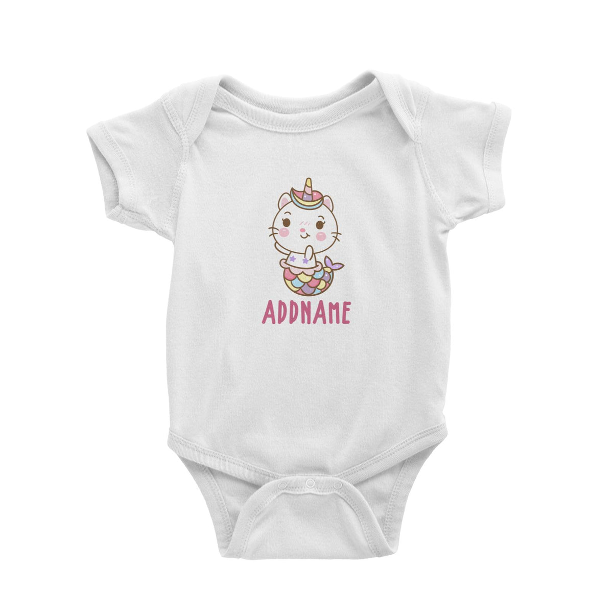 Unicorn And Princess Series Cute Cat Mermaid Addname Baby Romper