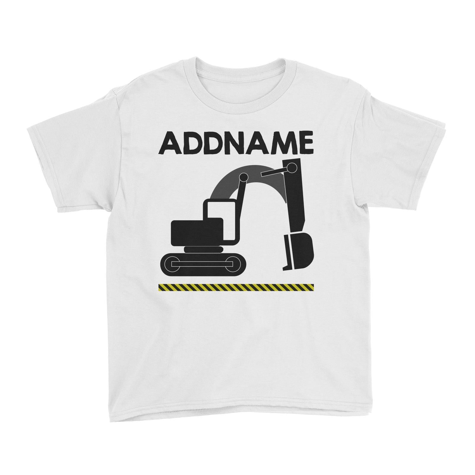 Construction Birthday Theme Bulldozer Addname Kid's T-Shirt