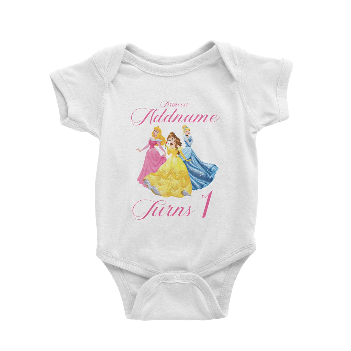 Princess Addname Birthday Theme Personalizable with Name and Number Baby Romper