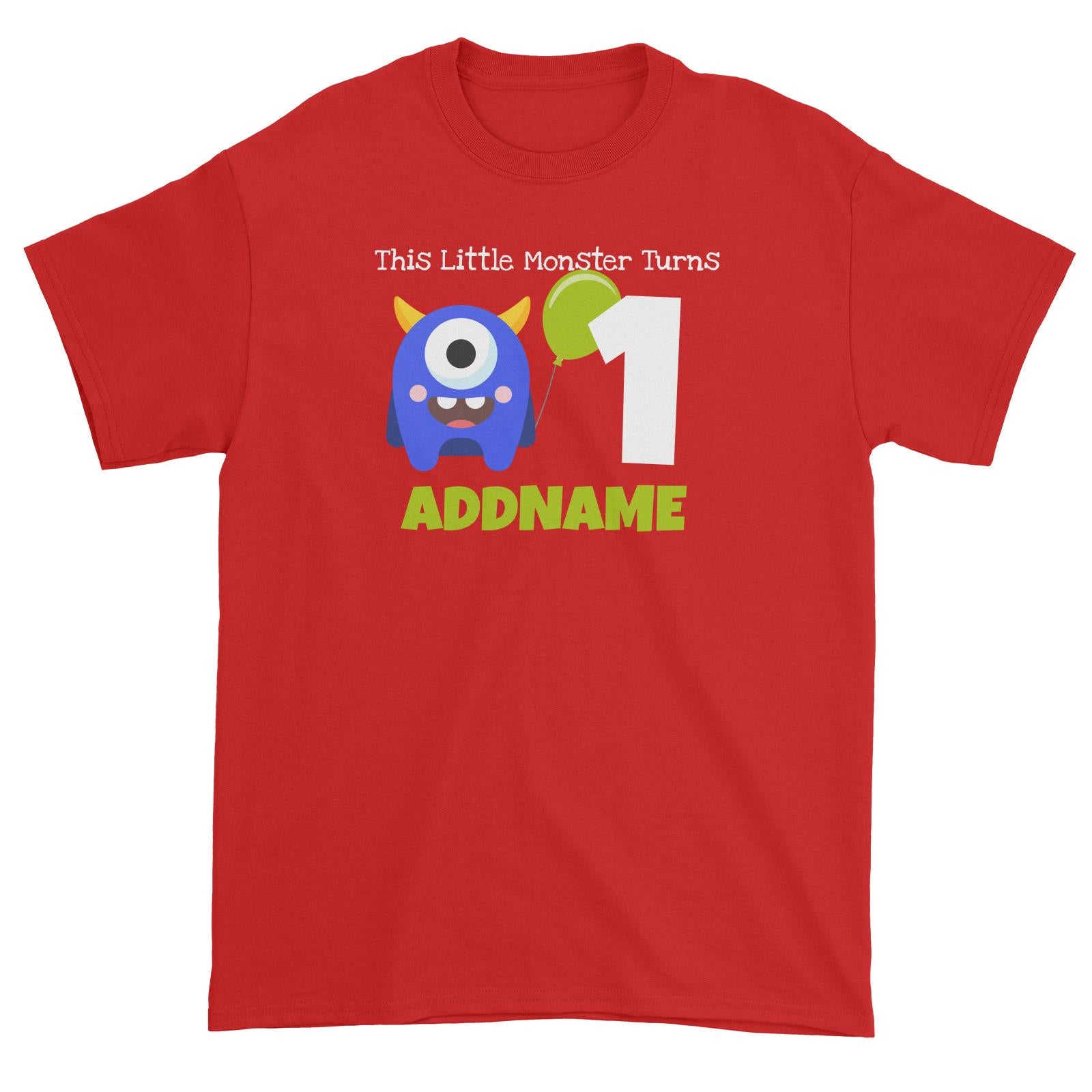 Blue Monster Birthday Theme Personalizable with Name and Number Unisex T-Shirt