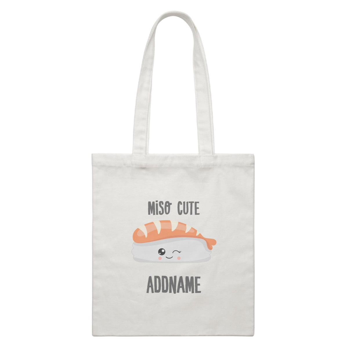 Miso Cute Salmon Sushi Addname White Canvas Bag