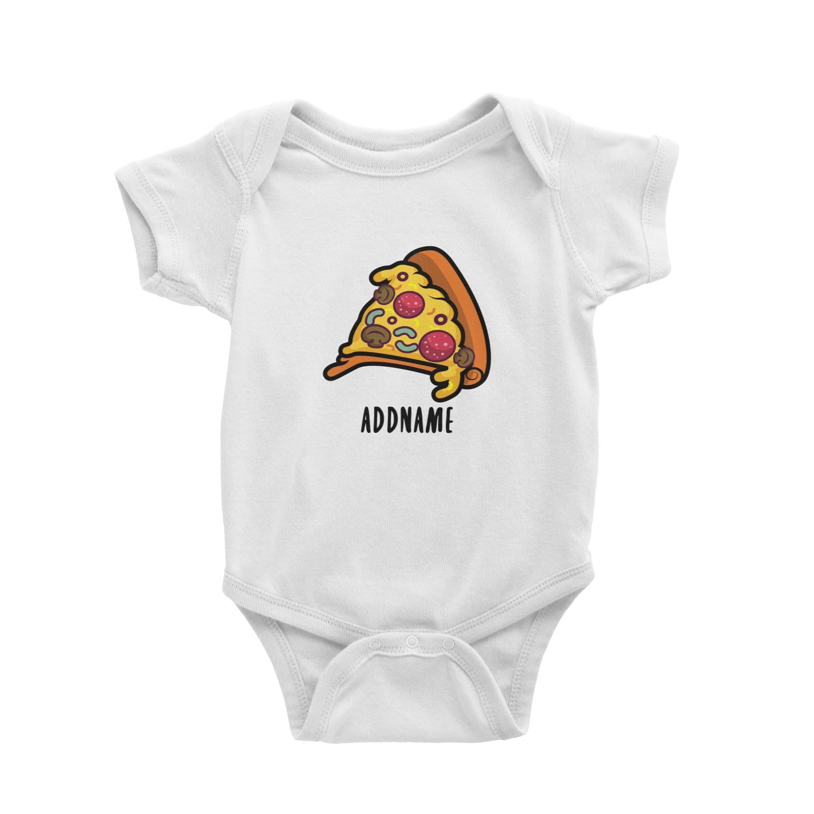 Fast Food Pizza Slice Addname Baby Romper  Matching Family Comic Cartoon Personalizable Designs