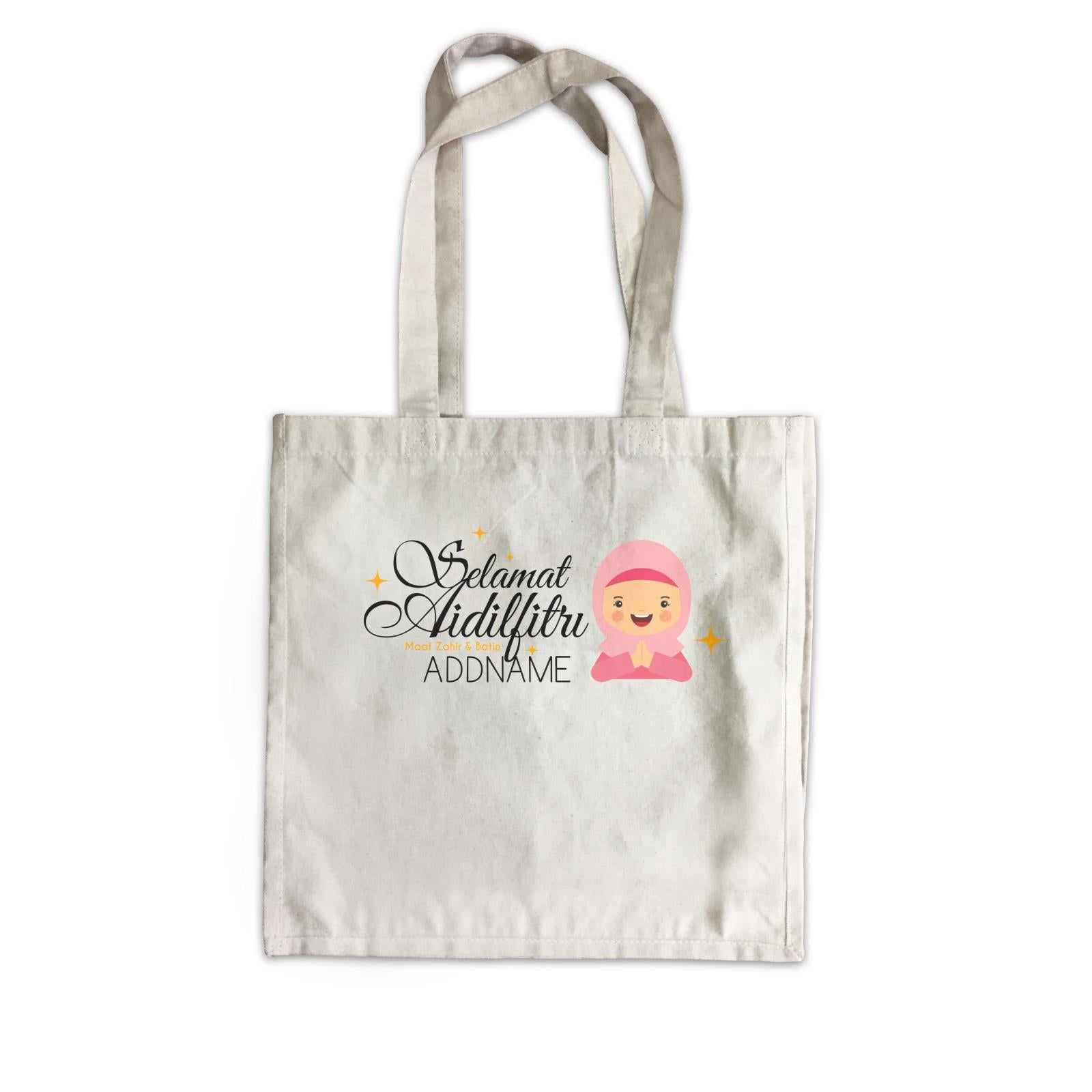 Selamat Aidilfitri Lady Canvas Bag Raya Personalizable Designs Sweet Character