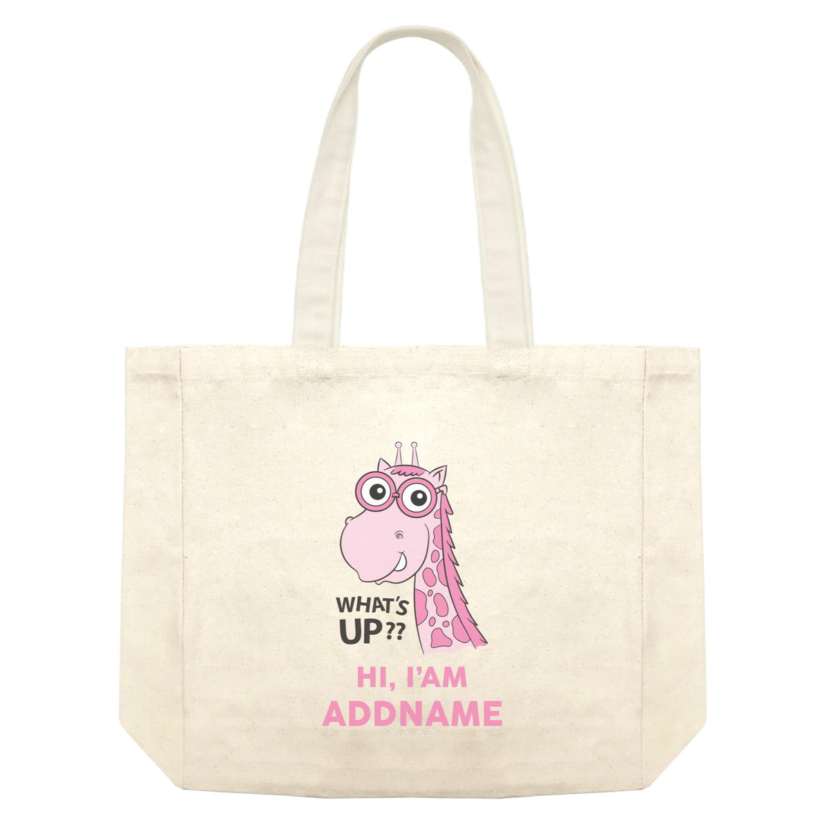 Cool Cute Animals Giraffe What's Up Hi I'am Addname Shopping Bag