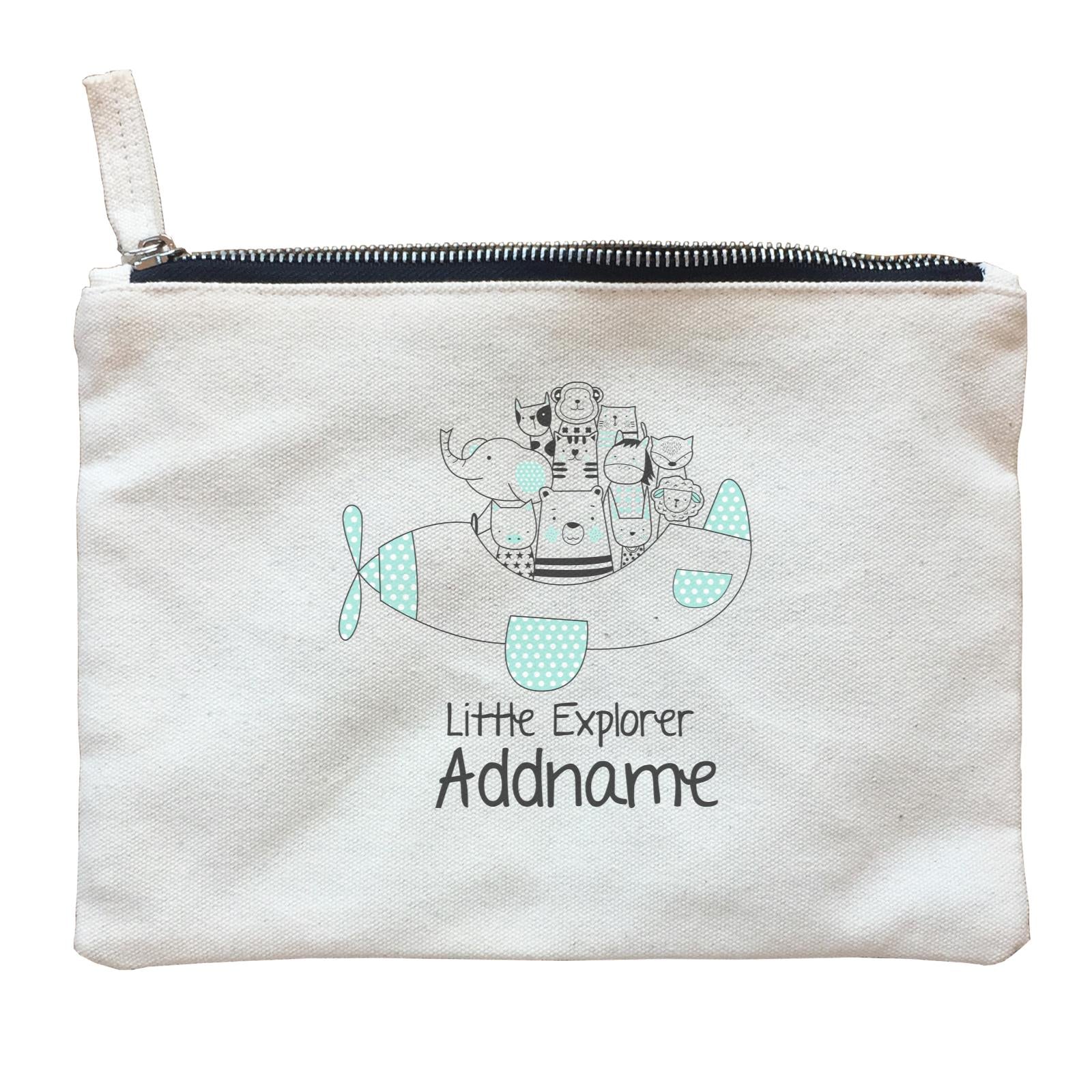 Cute Animals And Friends Series Animal Group Little Explorer Addname Zipper Pouch