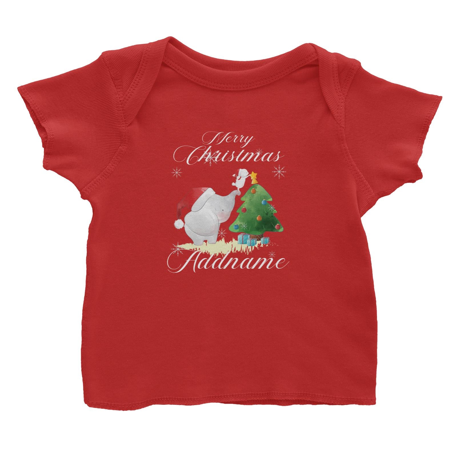 Christmas Cute Elephant Merry Christmas Addname Baby T-Shirt