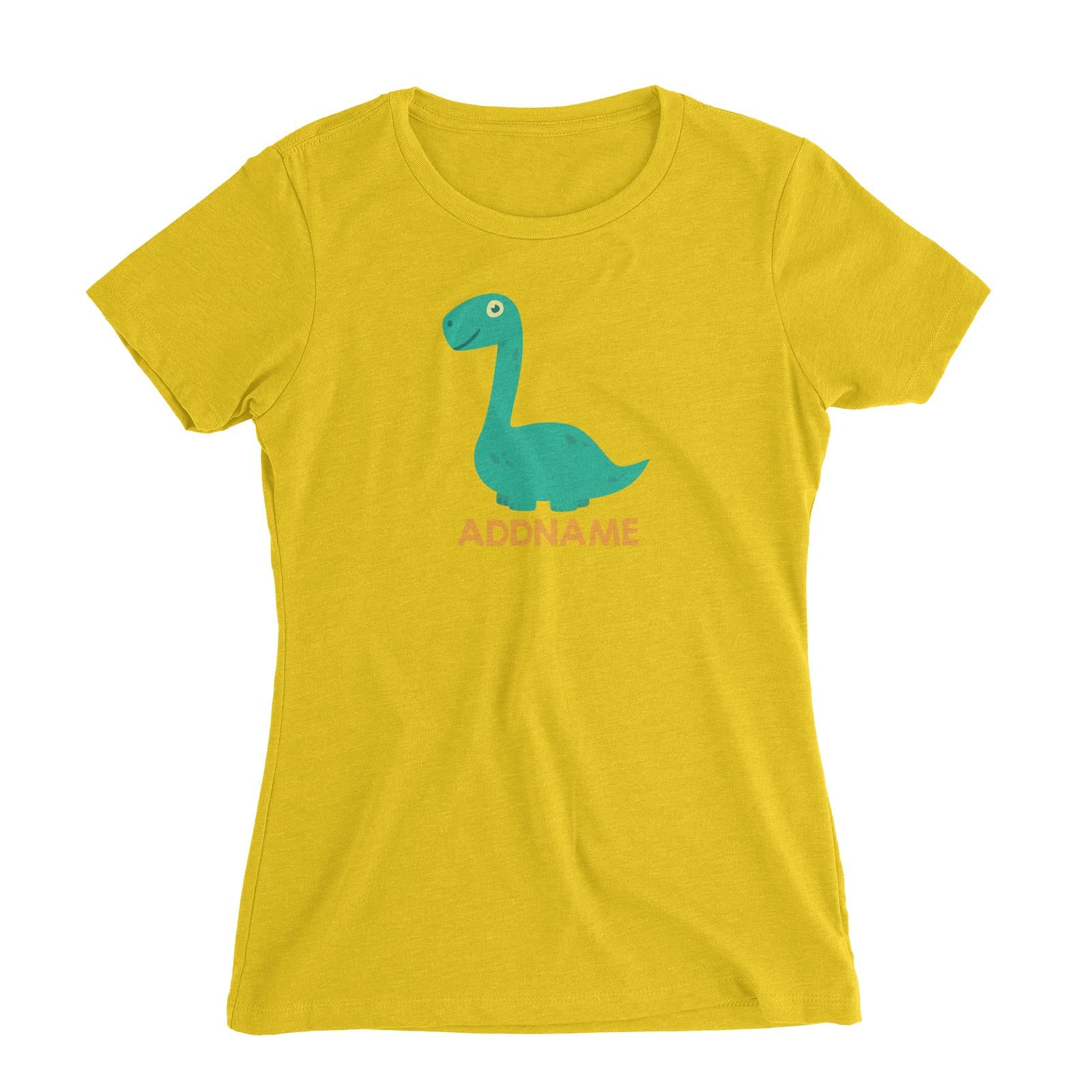 Cute Long Neck Dinosaur Personalizable Design Women's Slim Fit T-Shirt