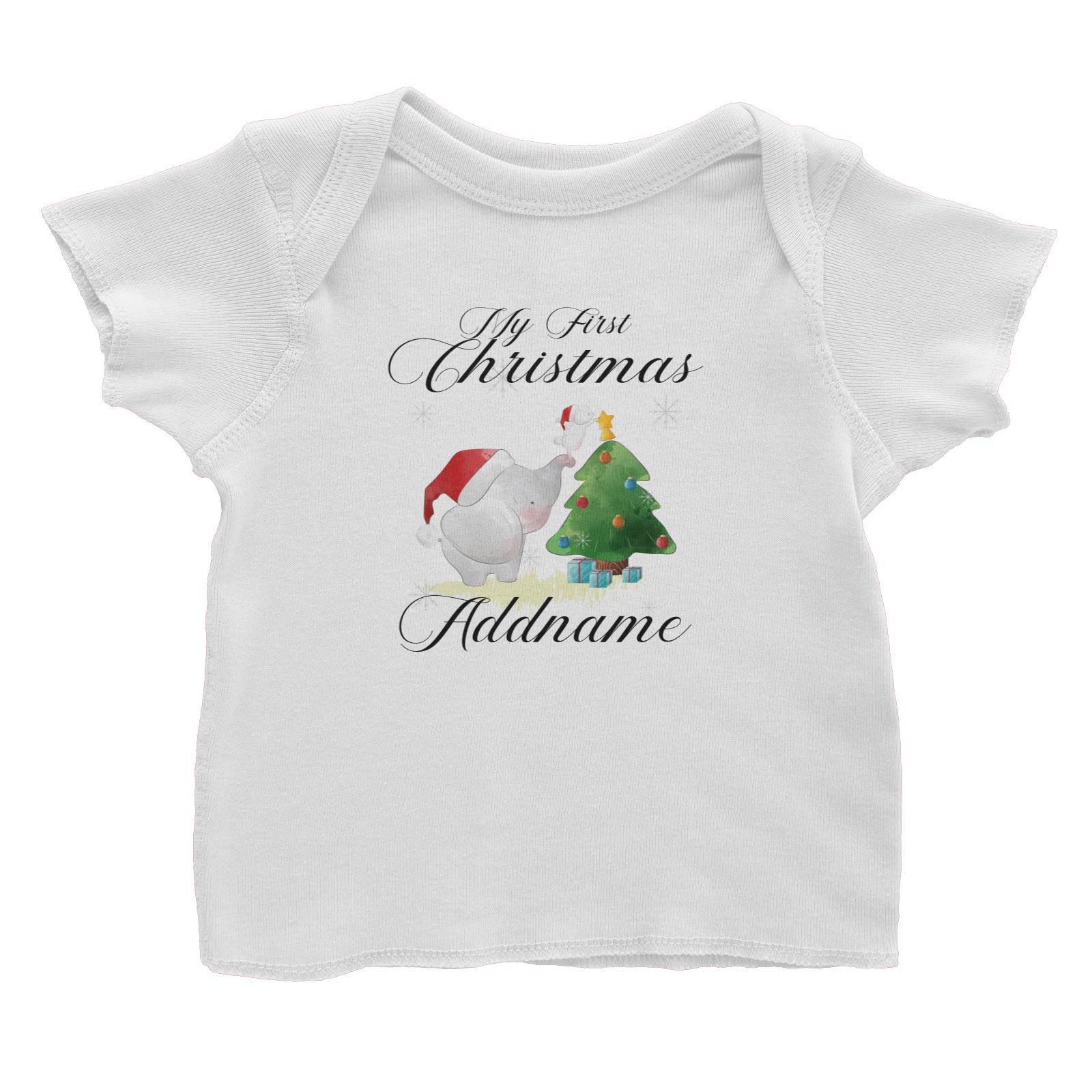 Christmas Cute Elephant My First Christmas Addname Baby T-Shirt