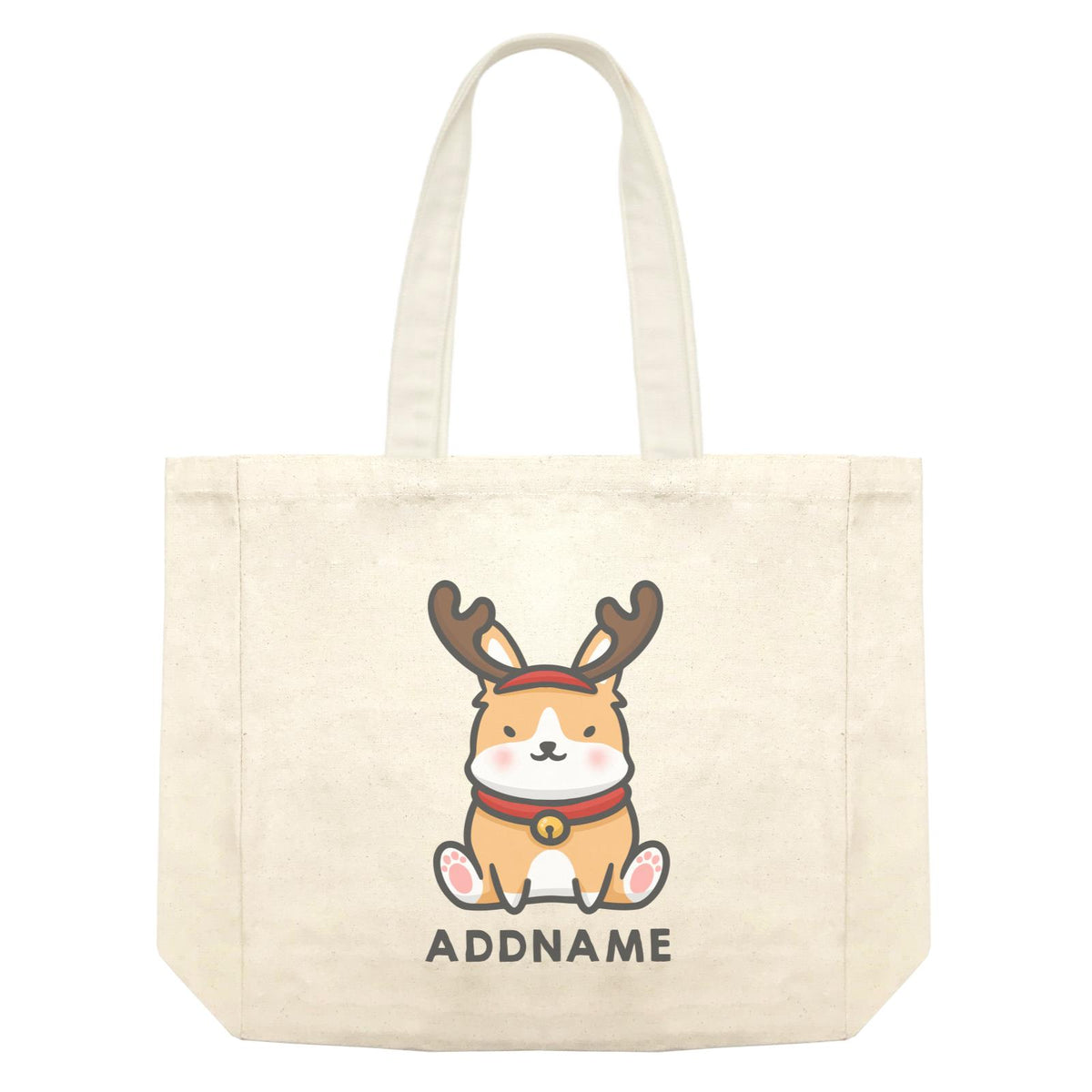Xmas Cute Dog With Reindeer Antlers Addname Accessories Shopping Bag
