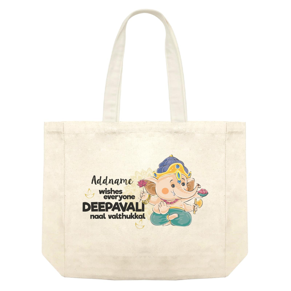 Cute Ganesha Addname Wishes Everyone Deepavali Shopping Bag