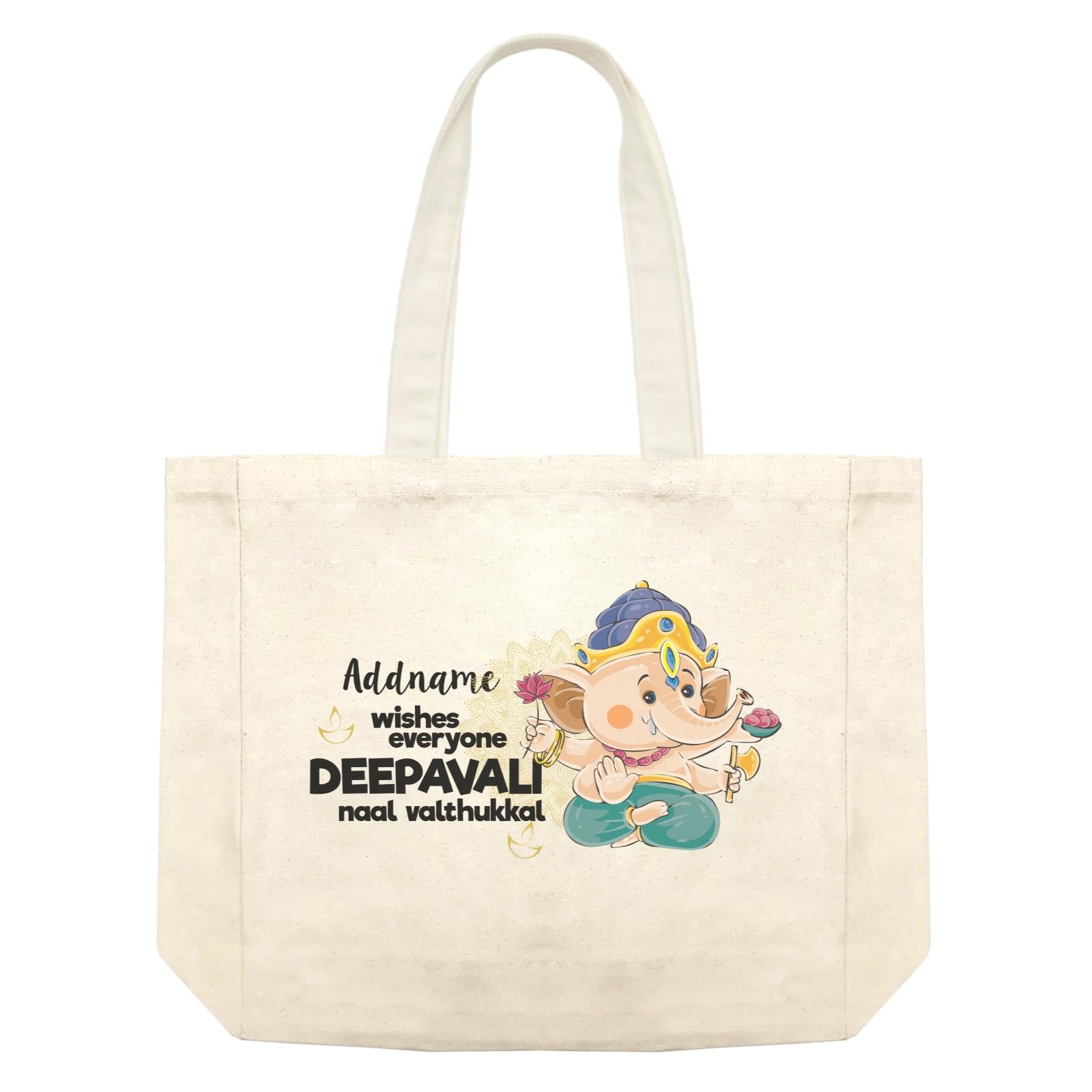 Cute Ganesha Addname Wishes Everyone Deepavali Shopping Bag