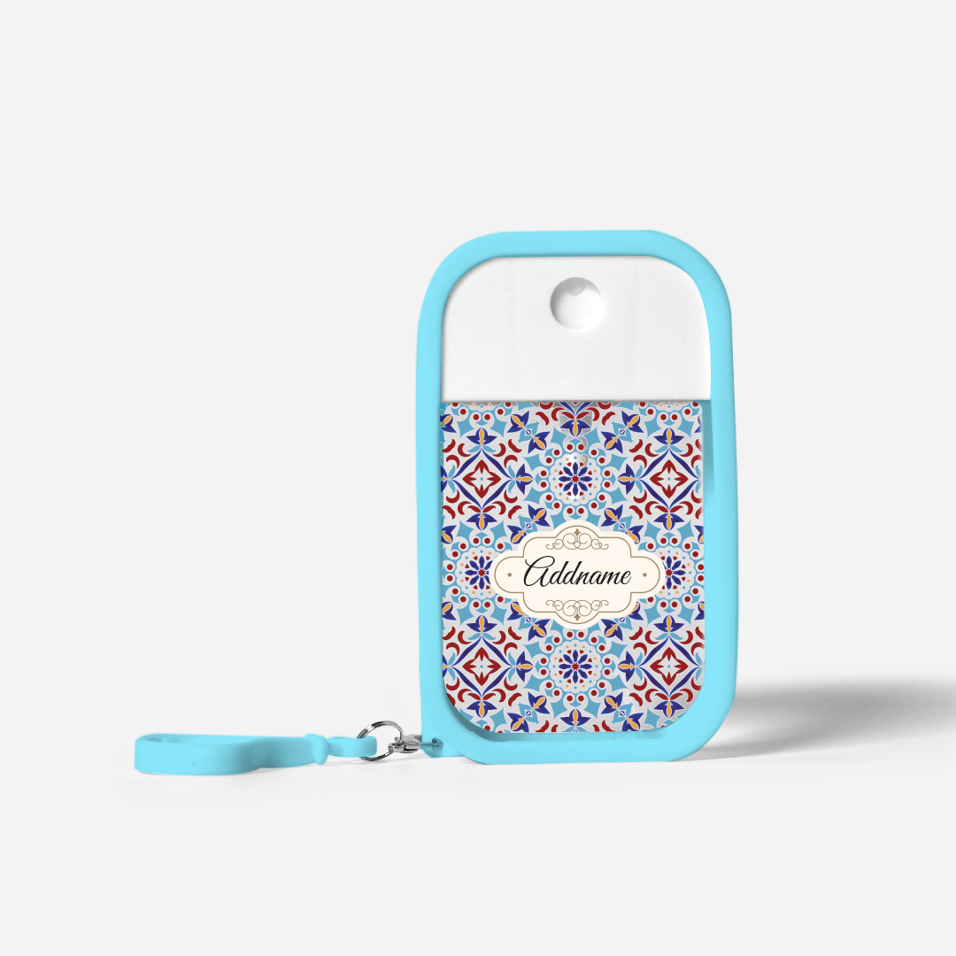 Moroccan Series Refillable Hand Sanitizer with Personalisation - Arabesque Agean Blue Light BLue