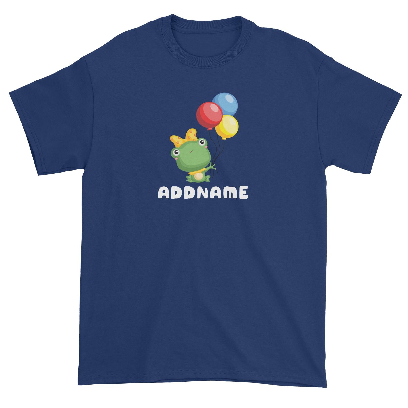 Birthday Frog Frog Girl Holding Balloons Addname Unisex T-Shirt