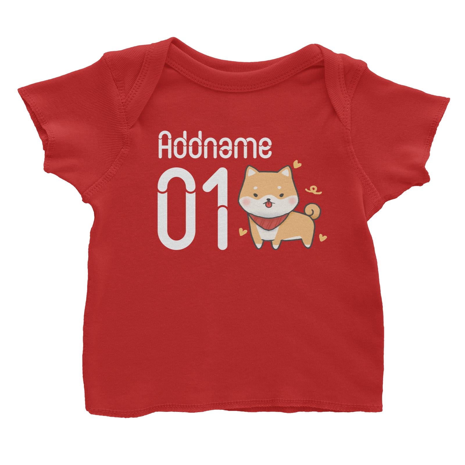 Name and Number Cute Hand Drawn Style Shiba Inu Baby T-Shirt