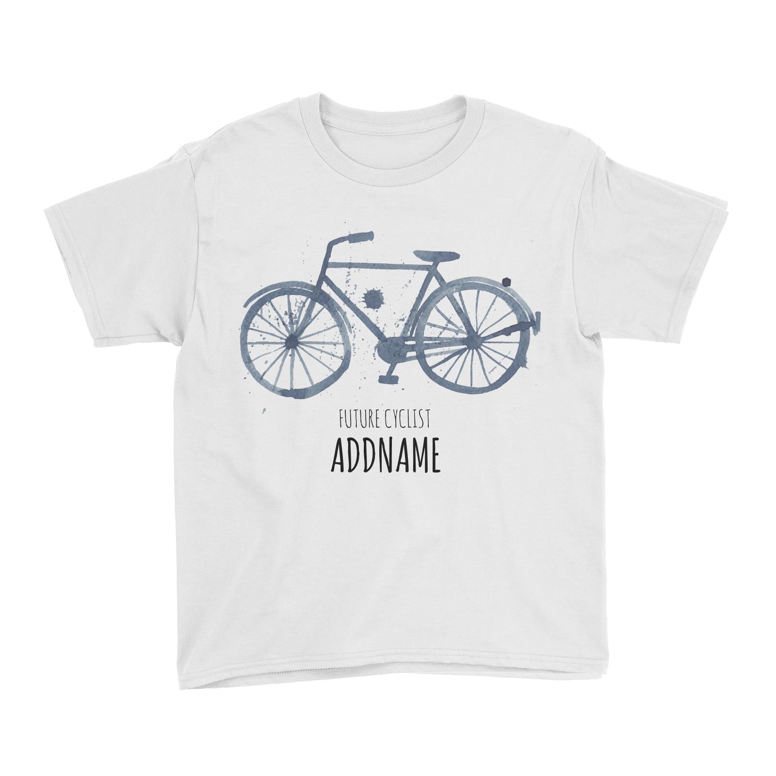 Watercolour Future Cyclist Bicycle White White Kid's T-Shirt  Matching Family Personalizable Designs