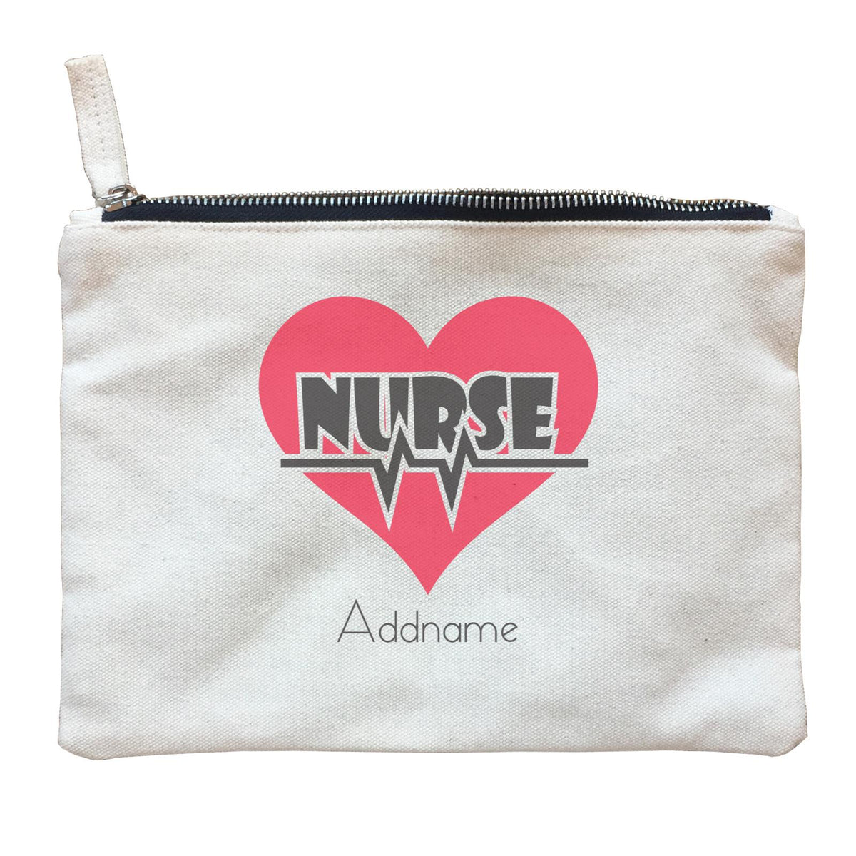 Nurse with Pink Heart Zipper Pouch