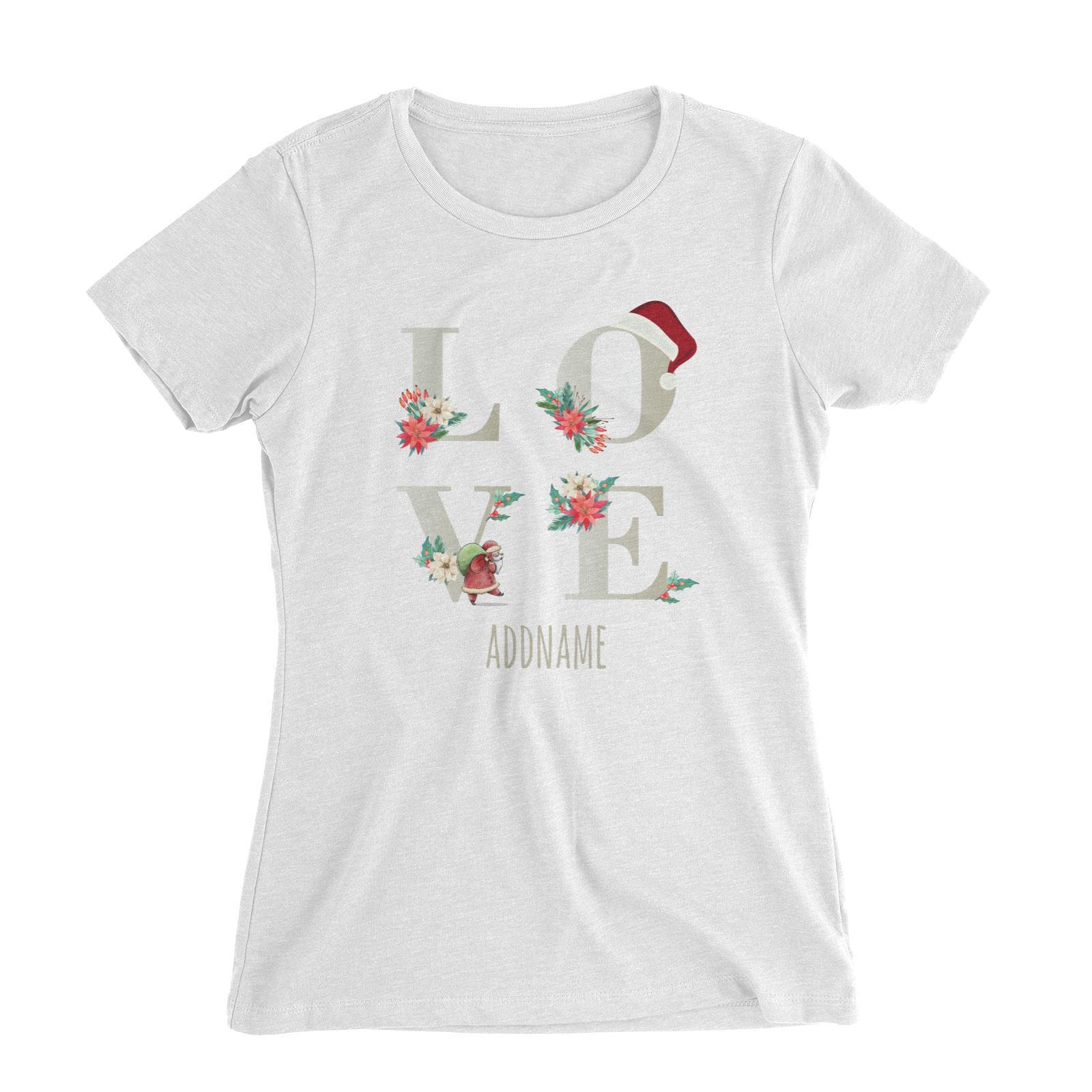 LOVE with Christmas Elements Addname Women's Slim Fit T-Shirt  Matching Family Personalizable Designs