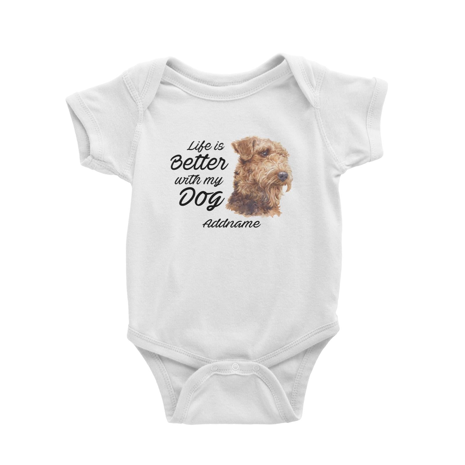 Watercolor Life is Better With My Dog Airedale Terrier Addname Baby Romper