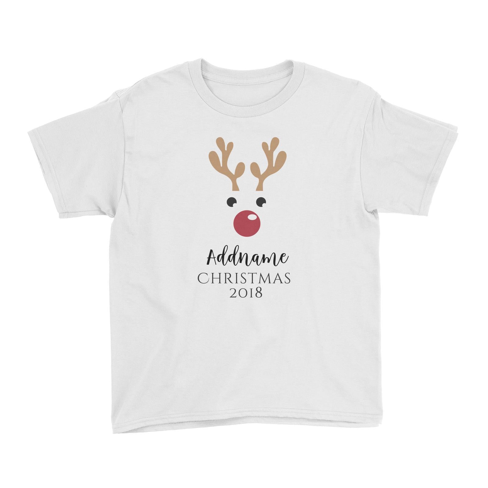 Christmas Cute Reindeer Christmas 2018 Addname Kid's T-Shirt