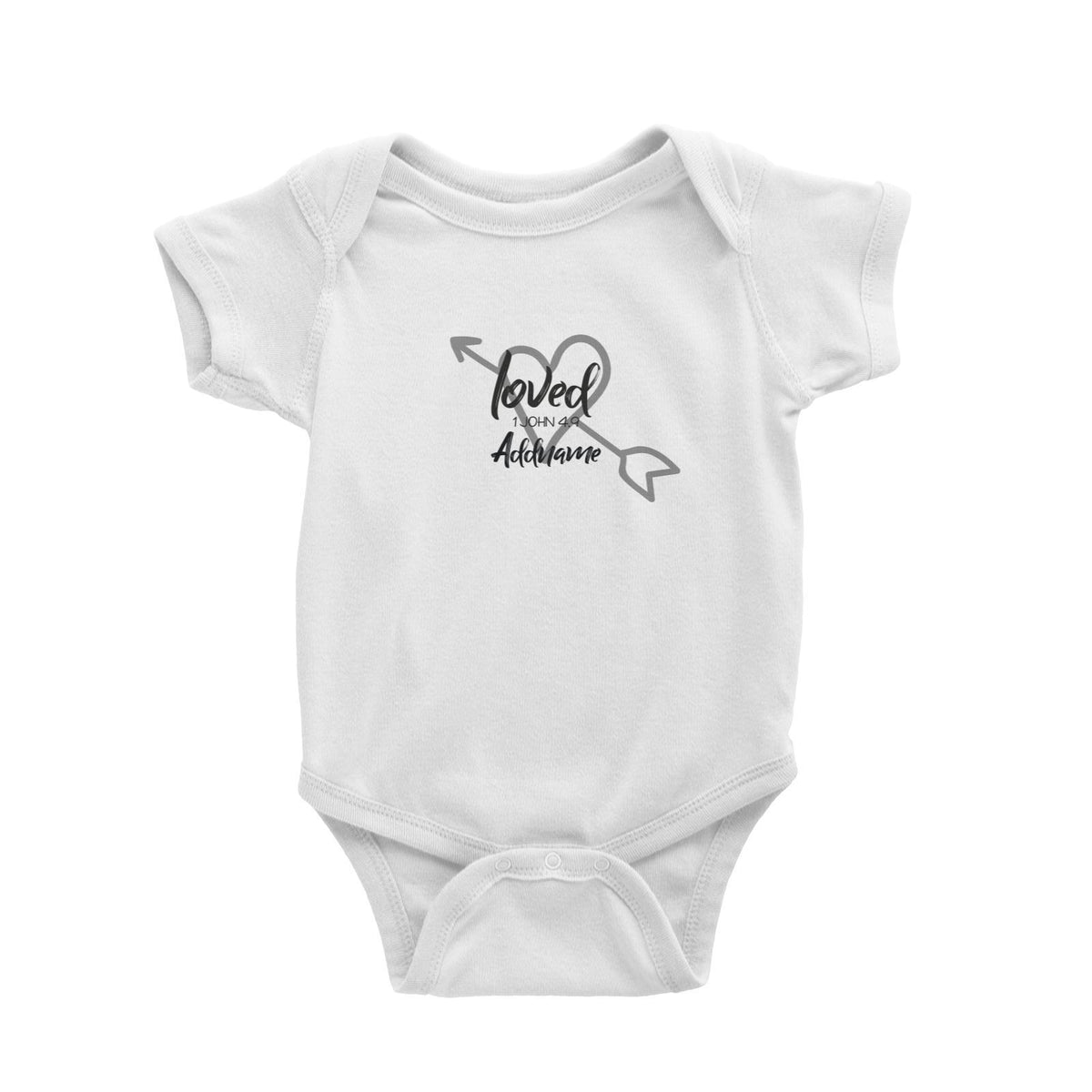 Loved Family Loved With Heart And Arrow 1 John 4.9 Addname Baby Romper