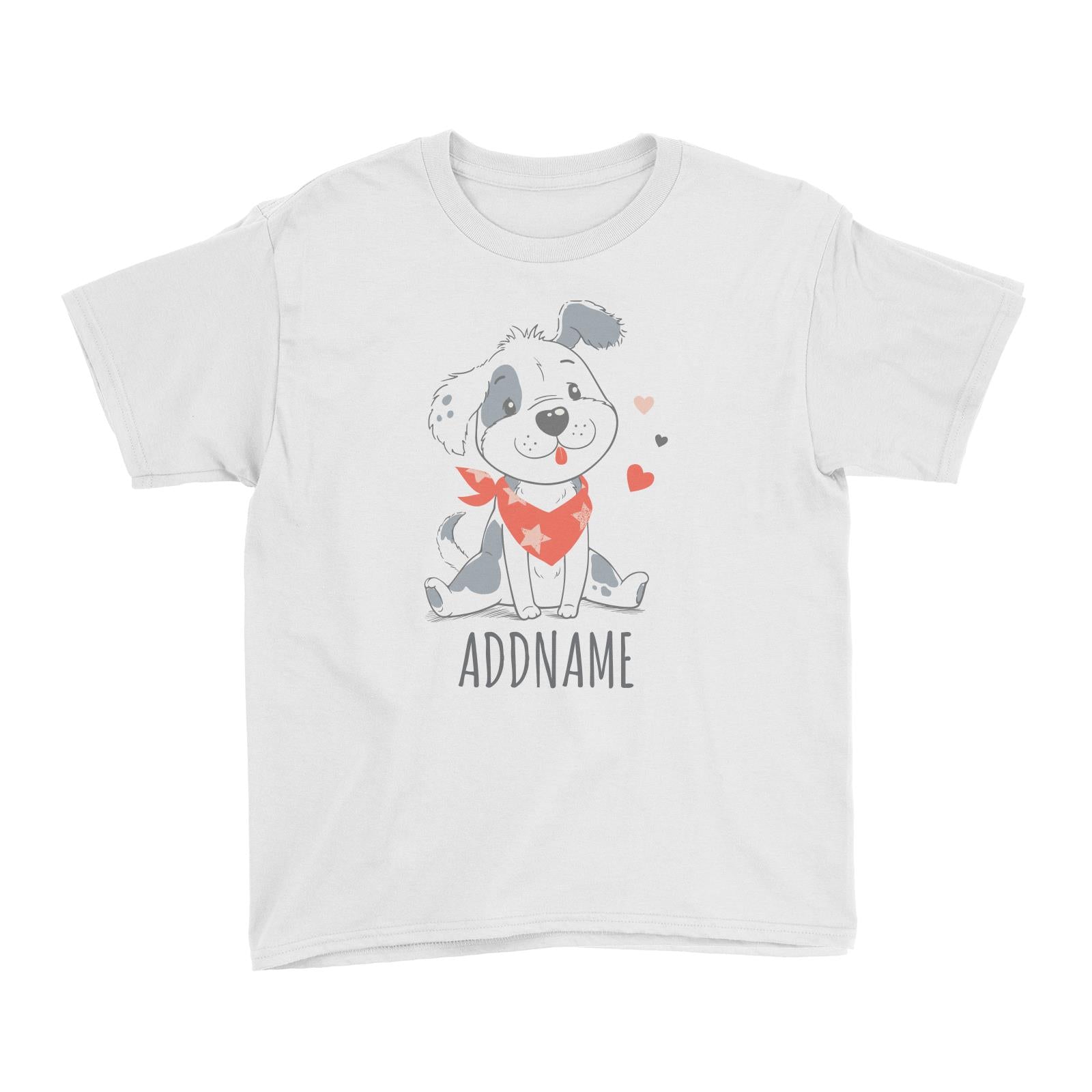 Dog with Scarf White Kid's T-Shirt Personalizable Designs Cute Sweet Animal HG