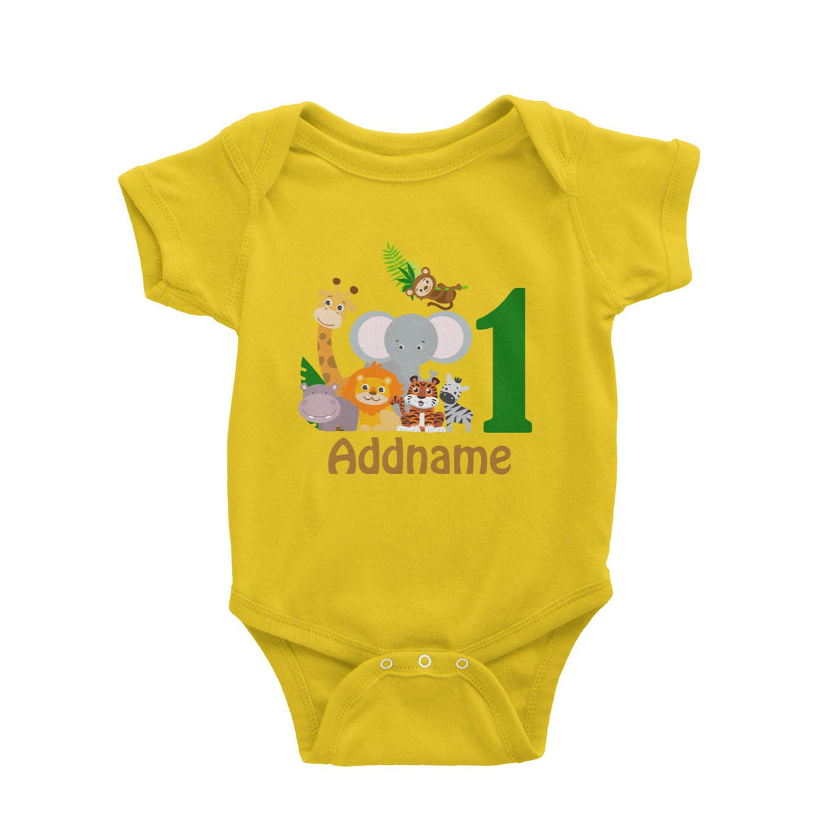 Animal Safari Jungle Birthday Theme Personalizable with Name and Number Baby Romper