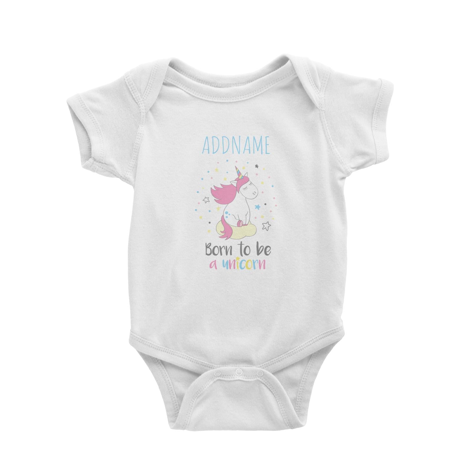 Sweet Born to Be a Unicorn White Baby Romper Personalizable Designs