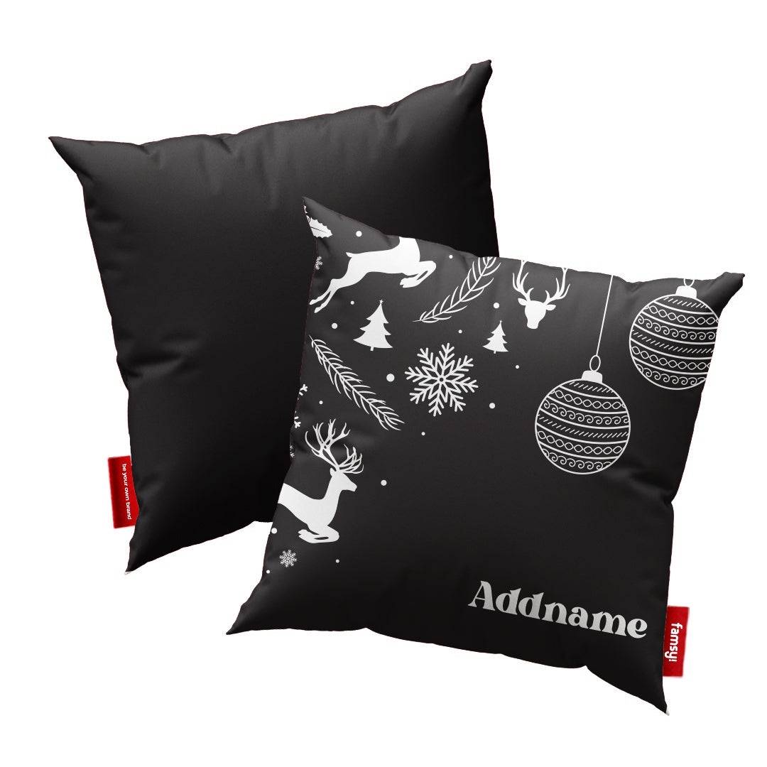 Christmas Series Full Print Cushion - Jubilant Reindeers Black