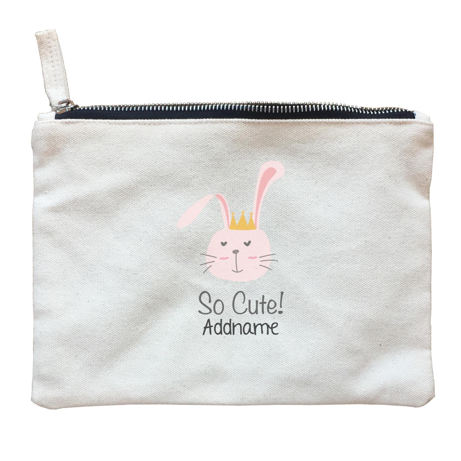 Cute Animals And Friends Series Cute Love Bunny With Crown Addname Zipper Pouch