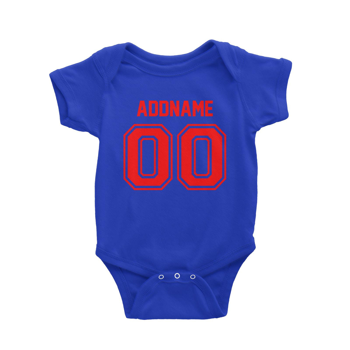 Jersey Red Font With Name and Number Baby Romper