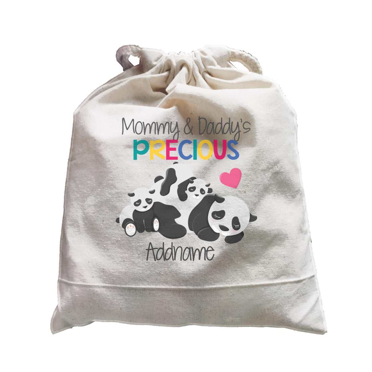 Animal &amp; Loved Ones Mommy &amp; Daddy&#39;s Precious Panda Family Addname Satchel