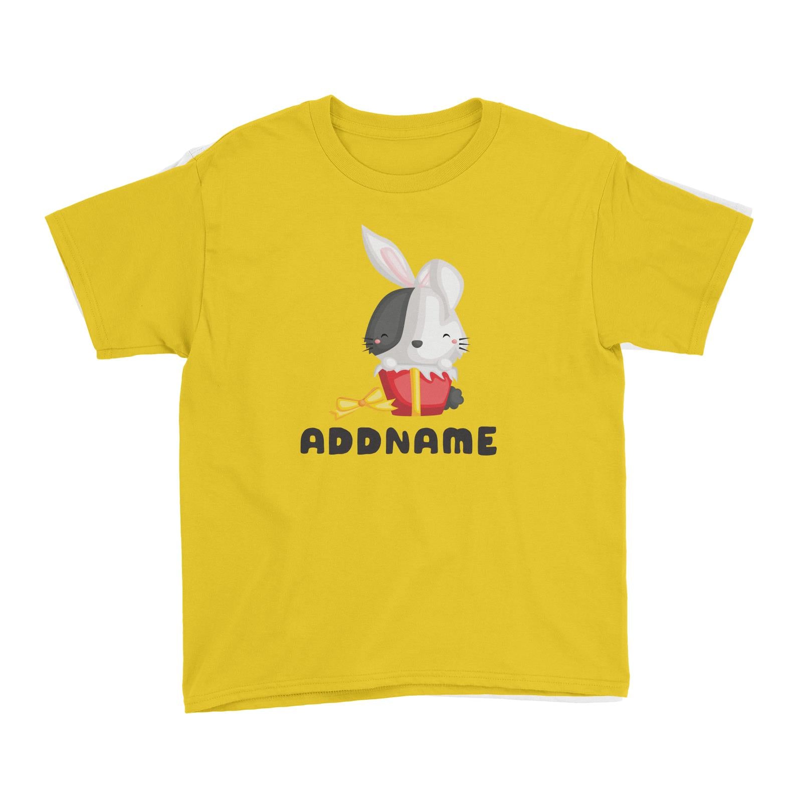 Birthday Friendly Animals Happy Rabbit Inside Present Box Addname Kid's T-Shirt