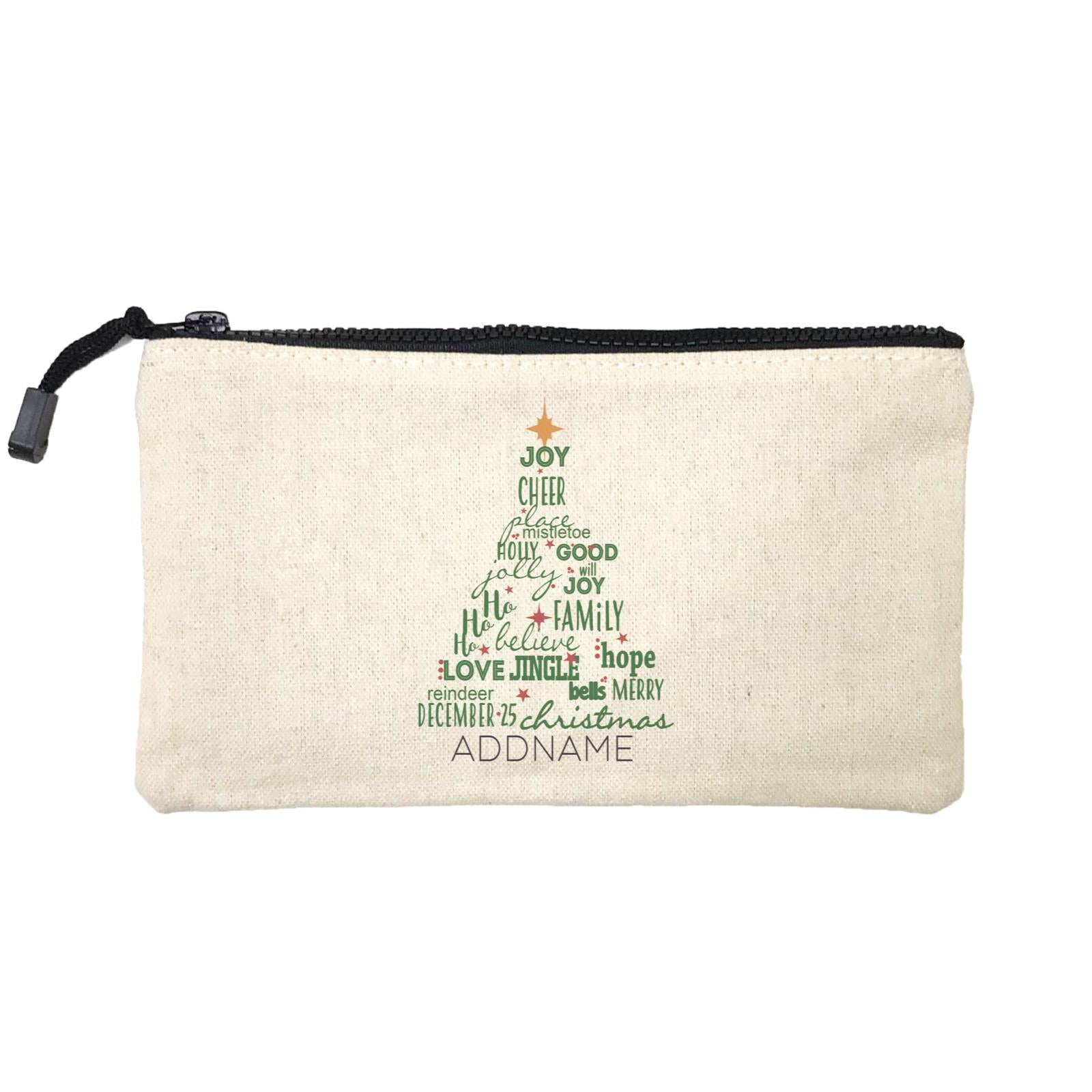 Xmas Christmas Tree with Blessings Words Mini Accessories Stationery Pouch