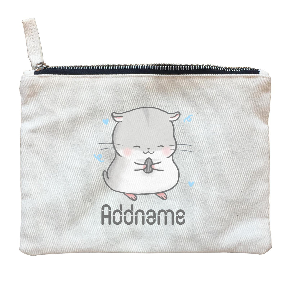 Cute Hand Drawn Style Hamster Addname Zipper Pouch