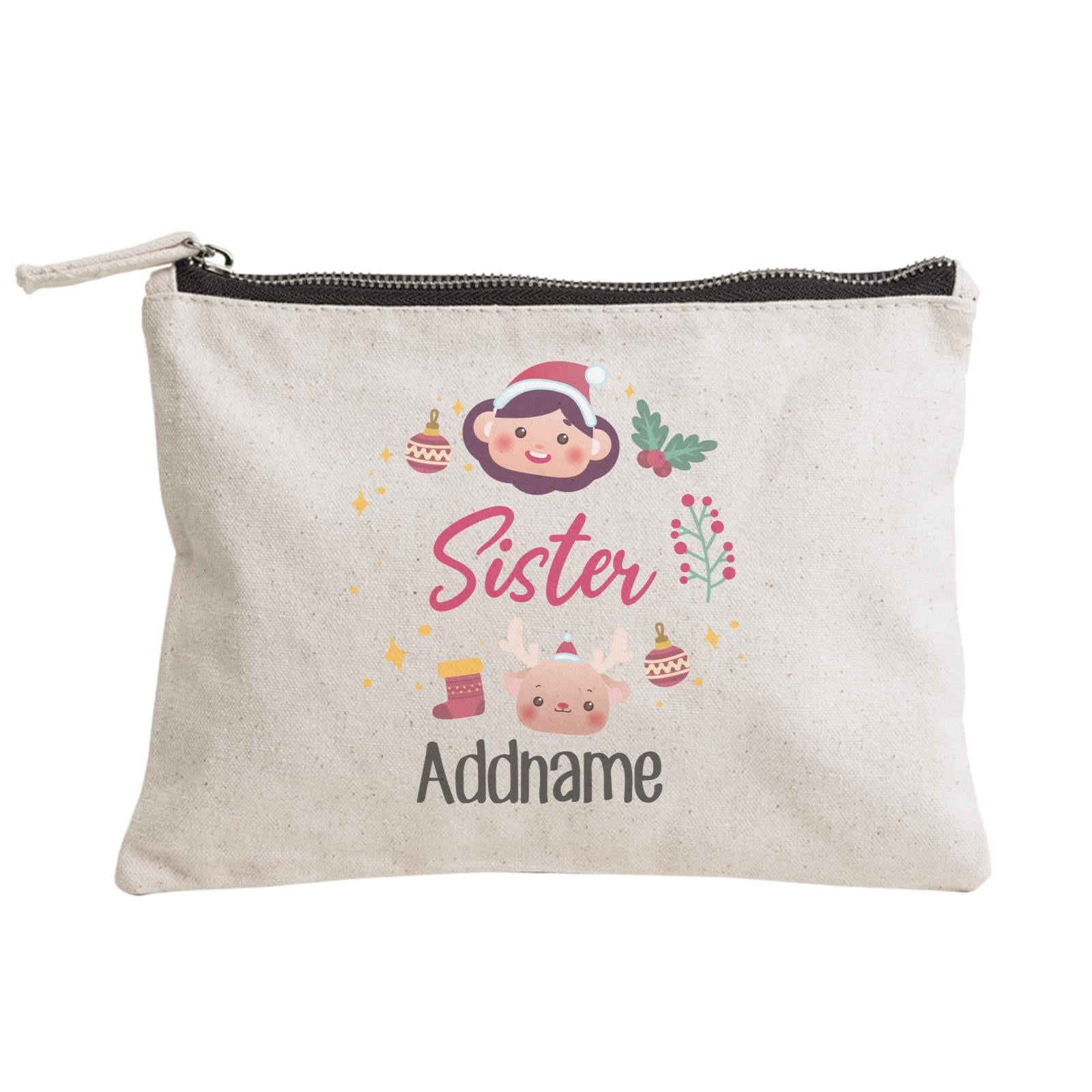 Christmas Cute Wreath Sister Zipper Pouch