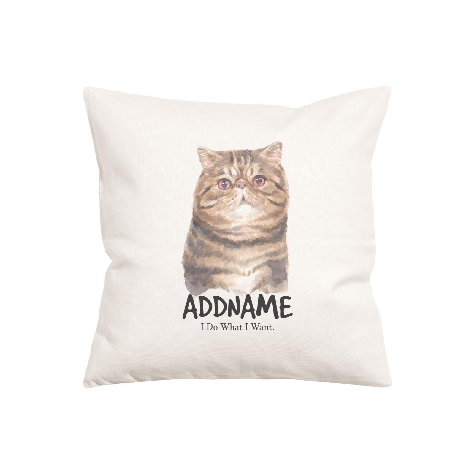 Watercolor Cat Series Exotic Shorthair Cat I Do What I Want Addname Pillow Cushion
