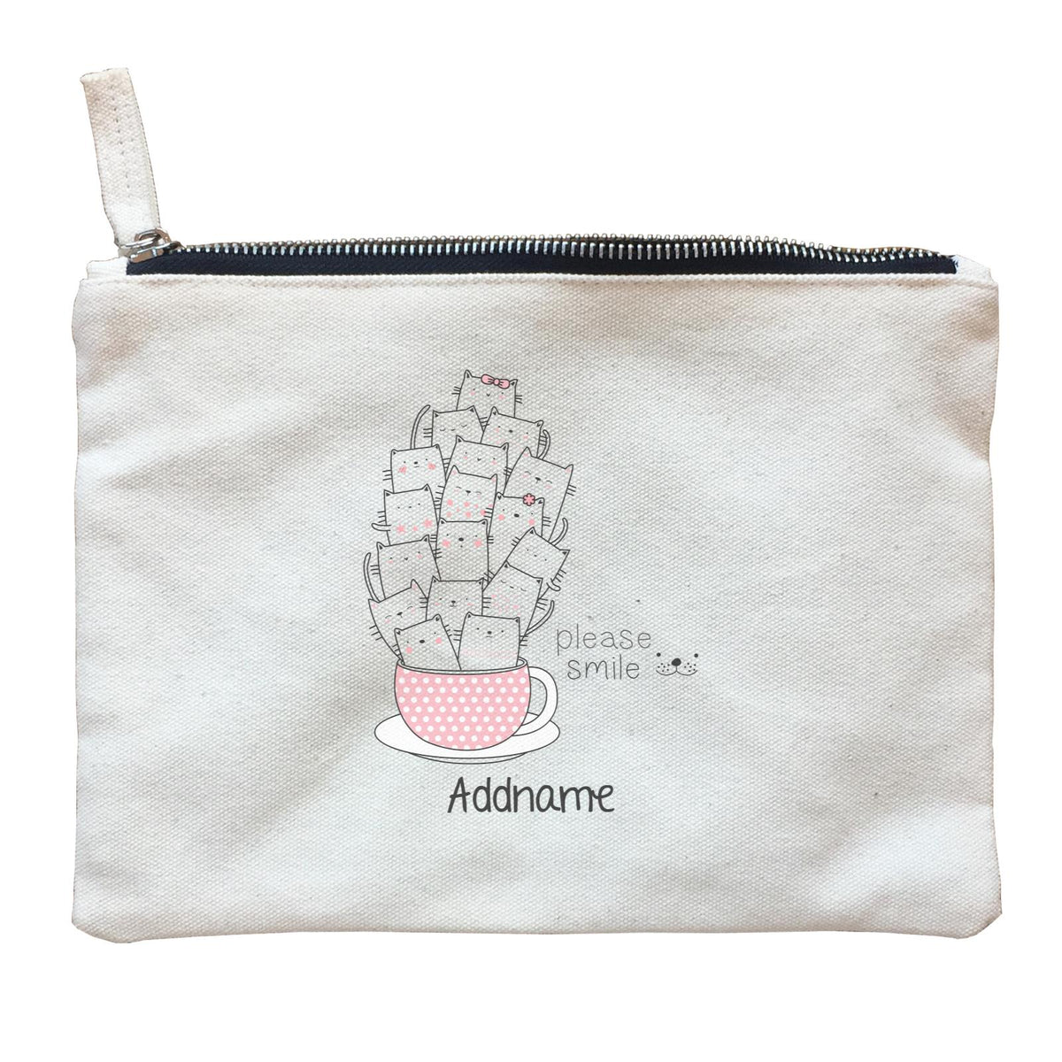 Cute Animals And Friends Series Please Smile Cats Group Coffee Cup Addname Zipper Pouch