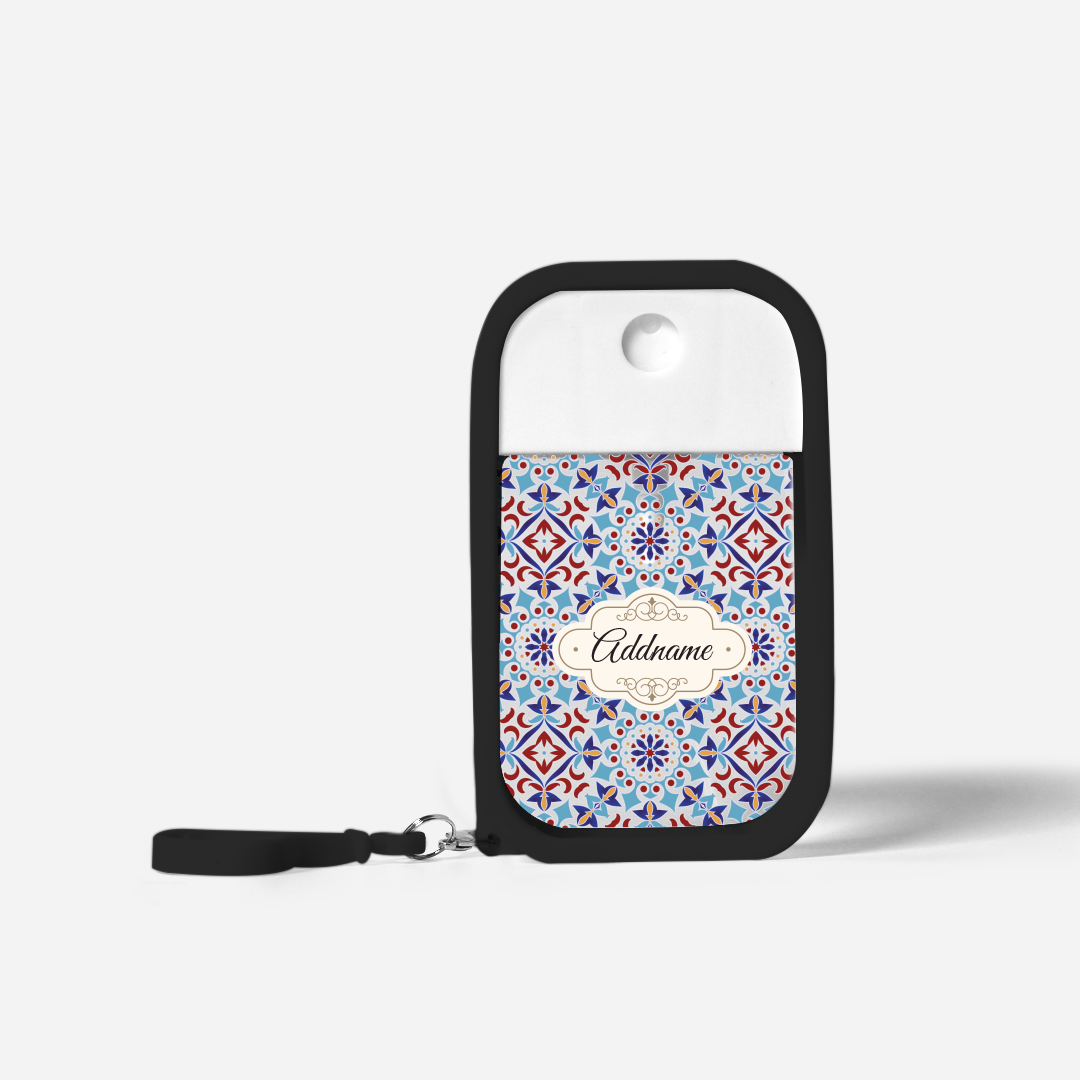 Moroccan Series Refillable Hand Sanitizer with Personalisation - Arabesque Agean Blue Black