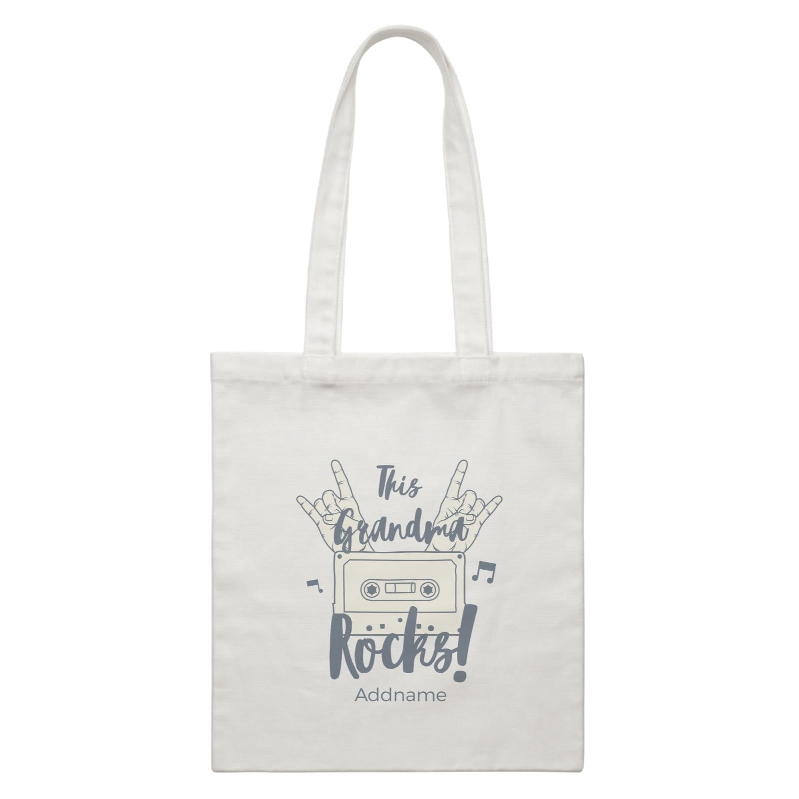 Awesome Mom 1 This Grandma Rocks! Cassette Addname White Canvas Bag